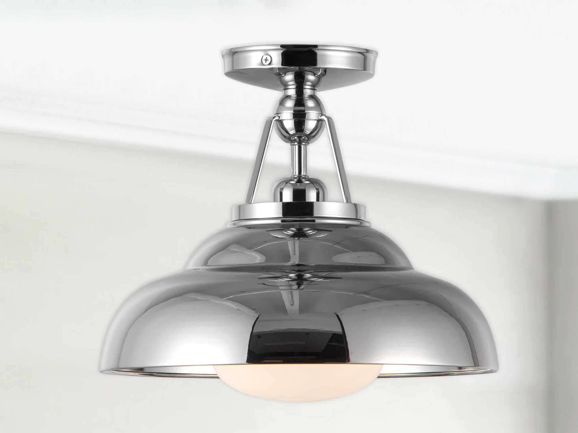 Alora Lighting Palmetto 1-Light Polished Nickel Dome Semi Flush Mount