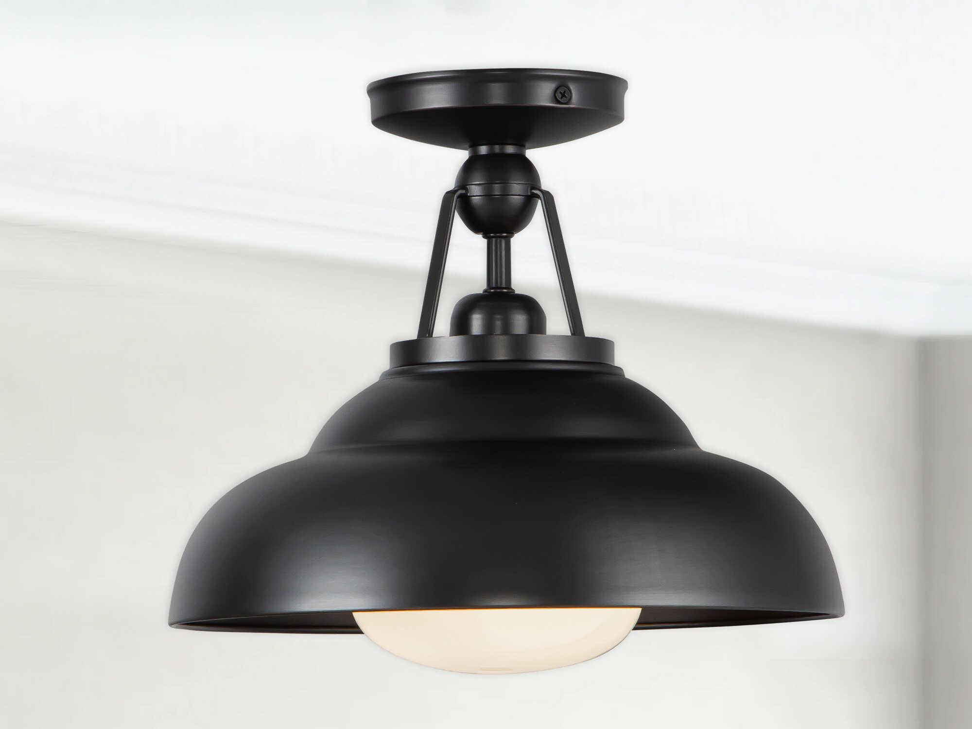 Alora Lighting Palmetto 1-Light Urban Bronze Black Dome Semi Flush Mount