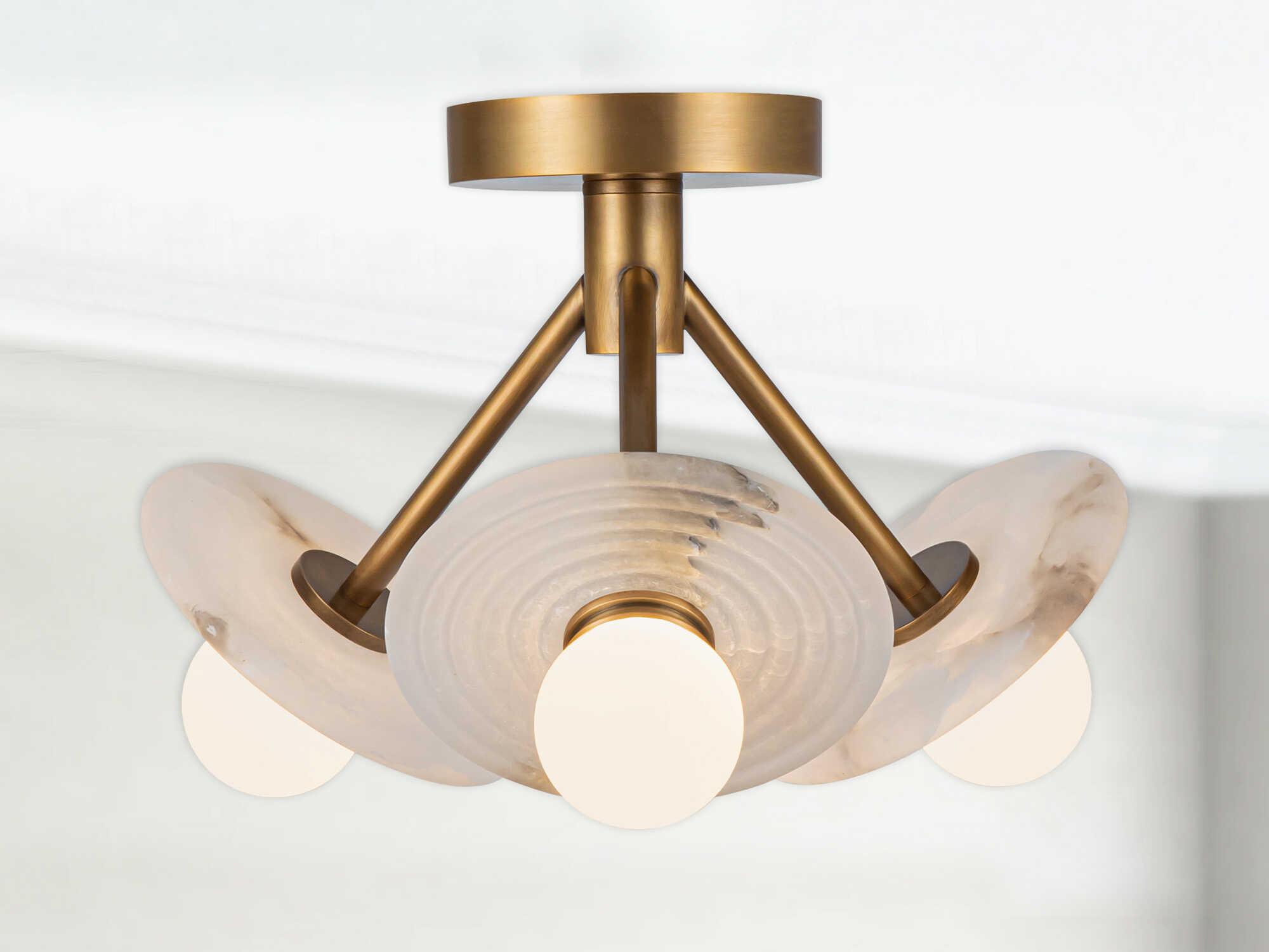 Alora Lighting Dahlia Vintage Brass Semi Flush Mount