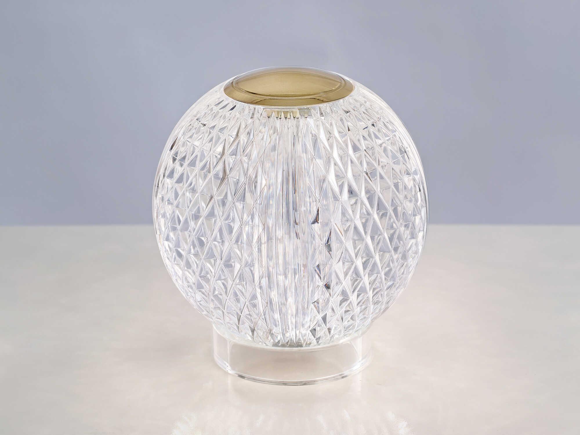 Alora Lighting Marni Natural Brass Clear Carved Acrylic Table Lamp