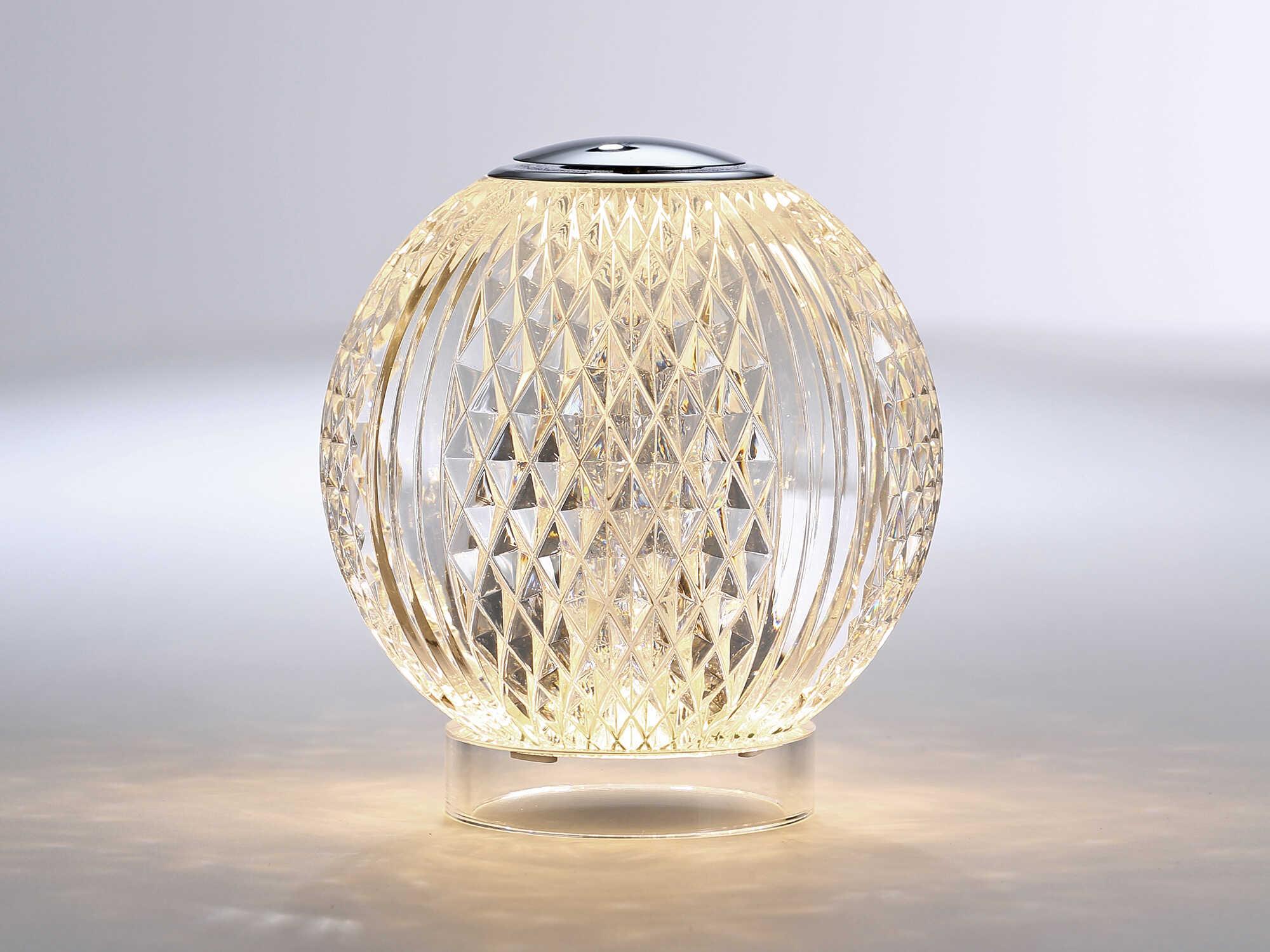 Alora Lighting Marni Polished Nickel Clear Carved Acrylic Table Lamp