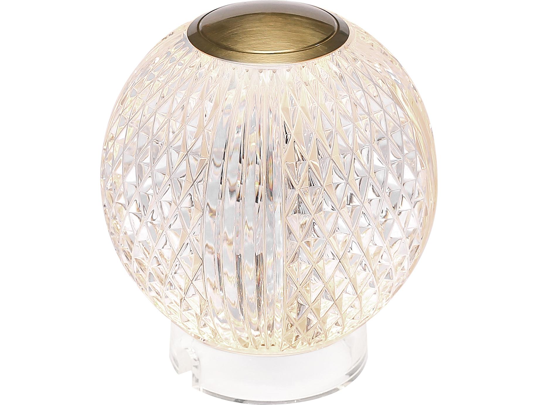 Alora Lighting Marni Natural Brass Clear Carved Acrylic Table Lamp