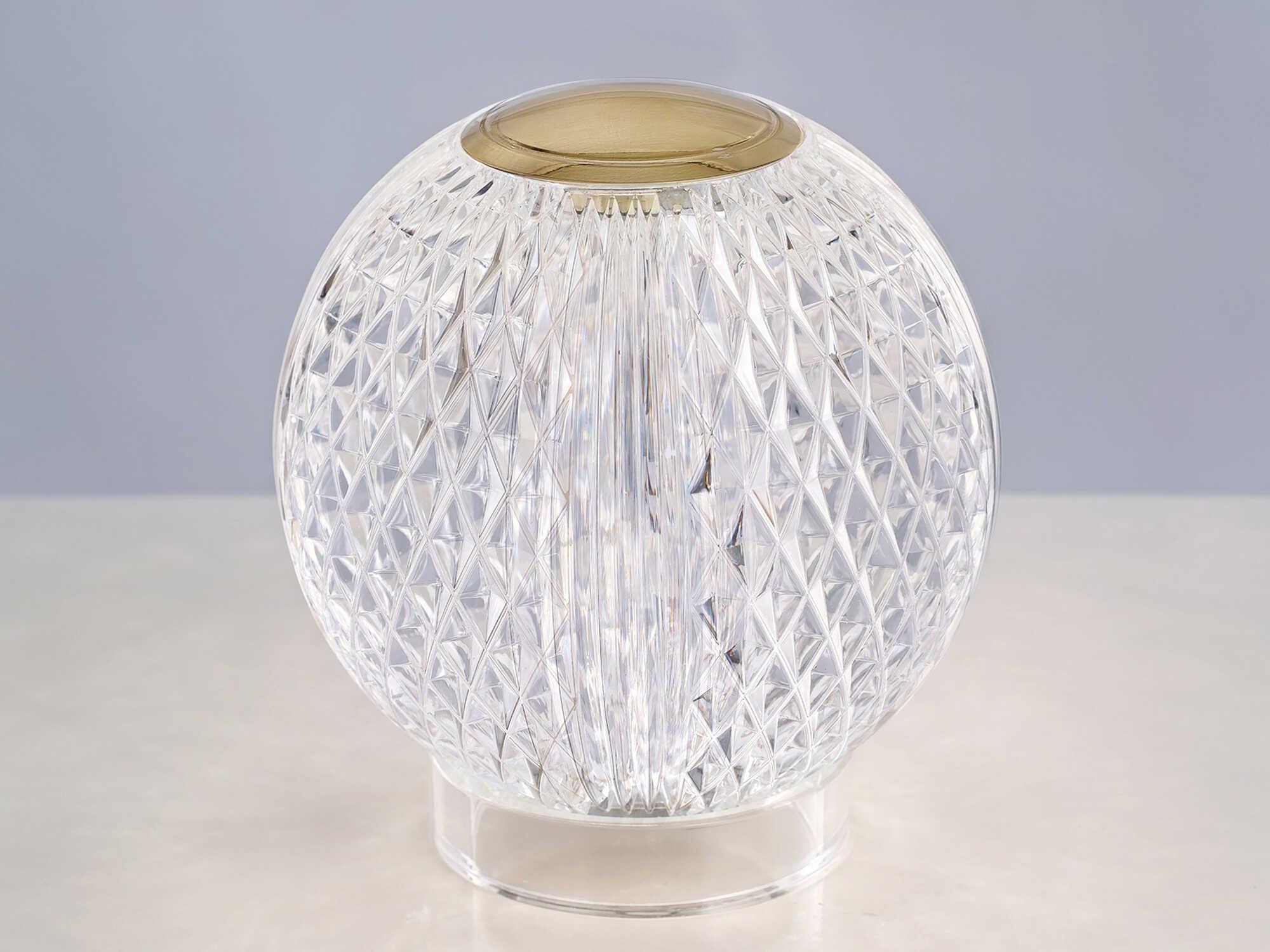 Alora Lighting Marni Natural Brass Clear Carved Acrylic Table Lamp