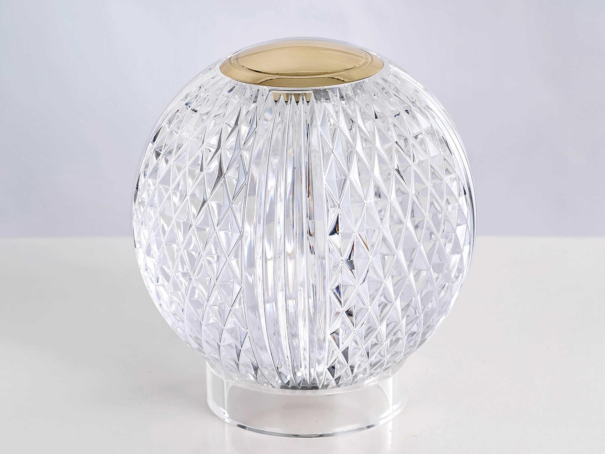 Alora Lighting Marni Natural Brass Clear Carved Acrylic Table Lamp