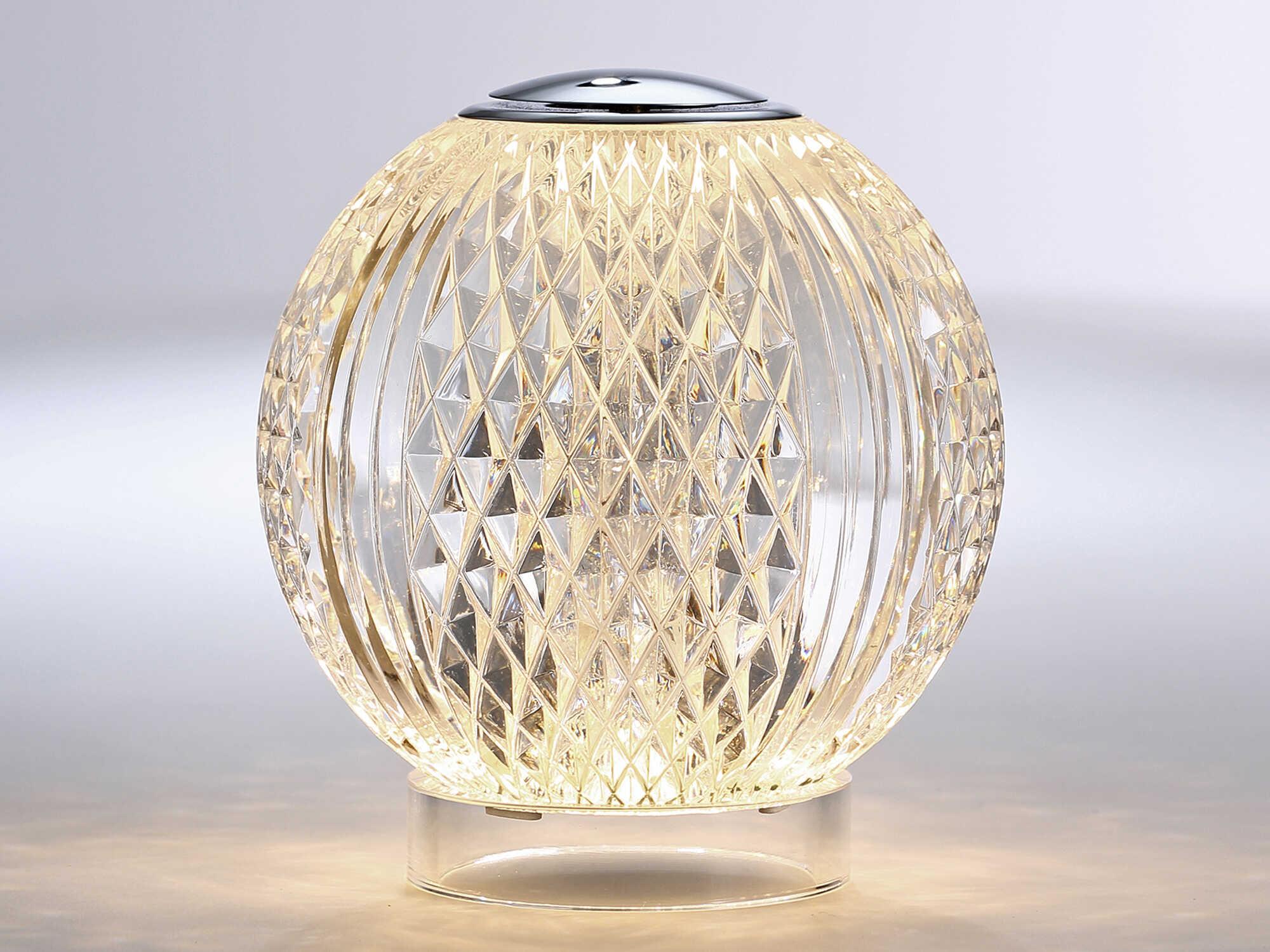 Alora Lighting Marni Polished Nickel Clear Carved Acrylic Table Lamp