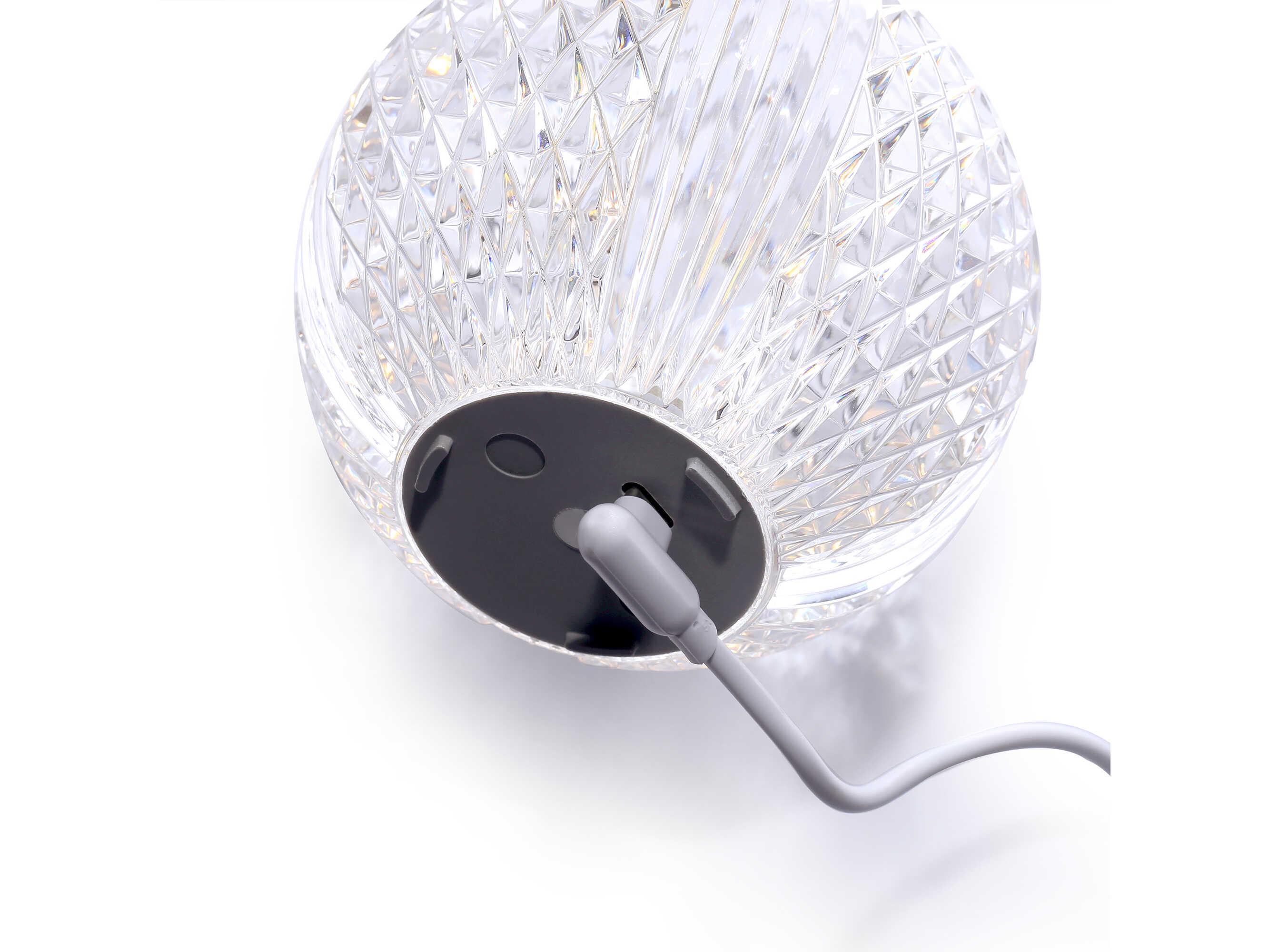 Alora Lighting Marni Polished Nickel Clear Carved Acrylic Table Lamp