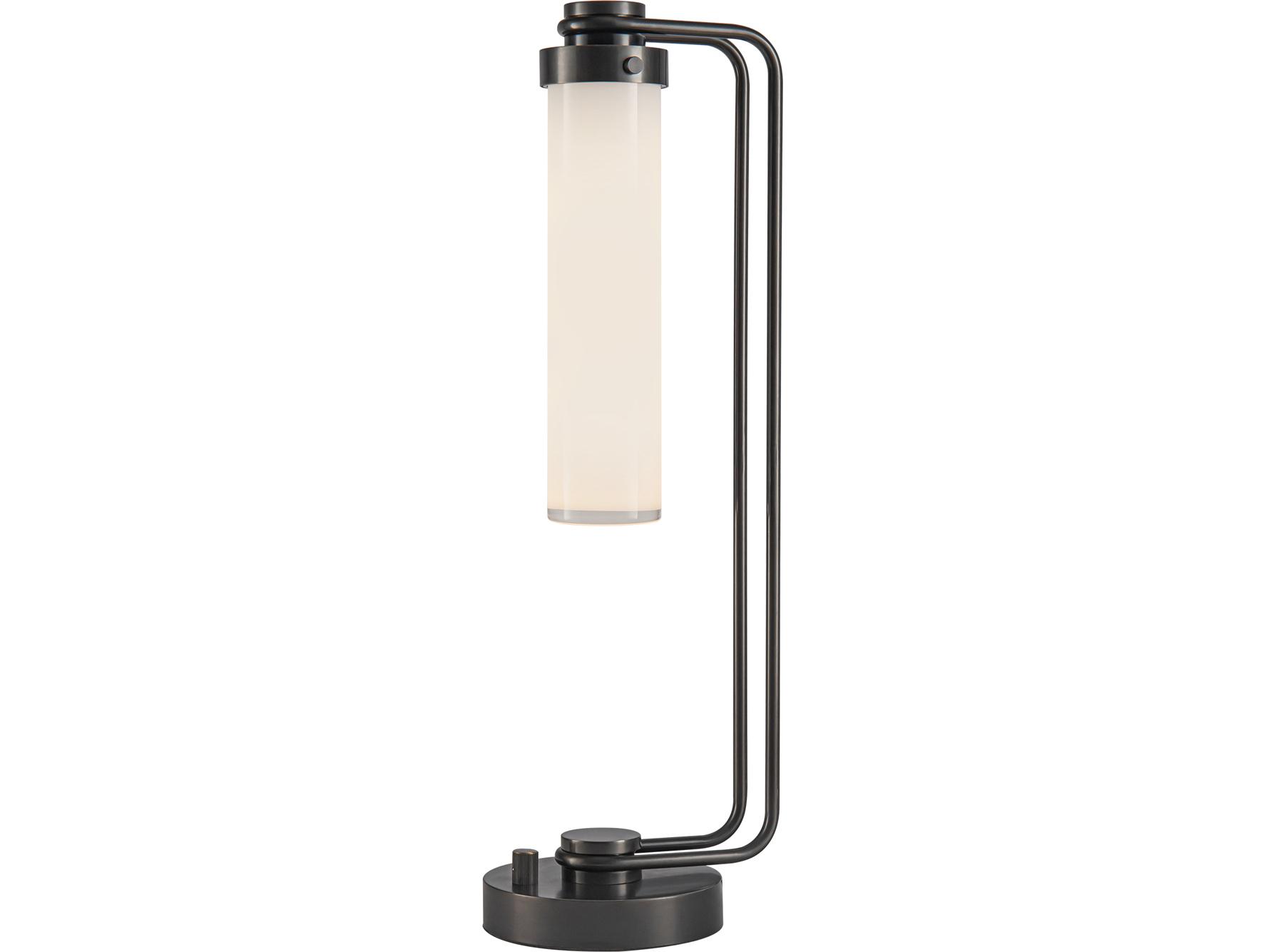 Alora Lighting Wynwood Urban Bronze Glossy Opal Glass Black Table Lamp