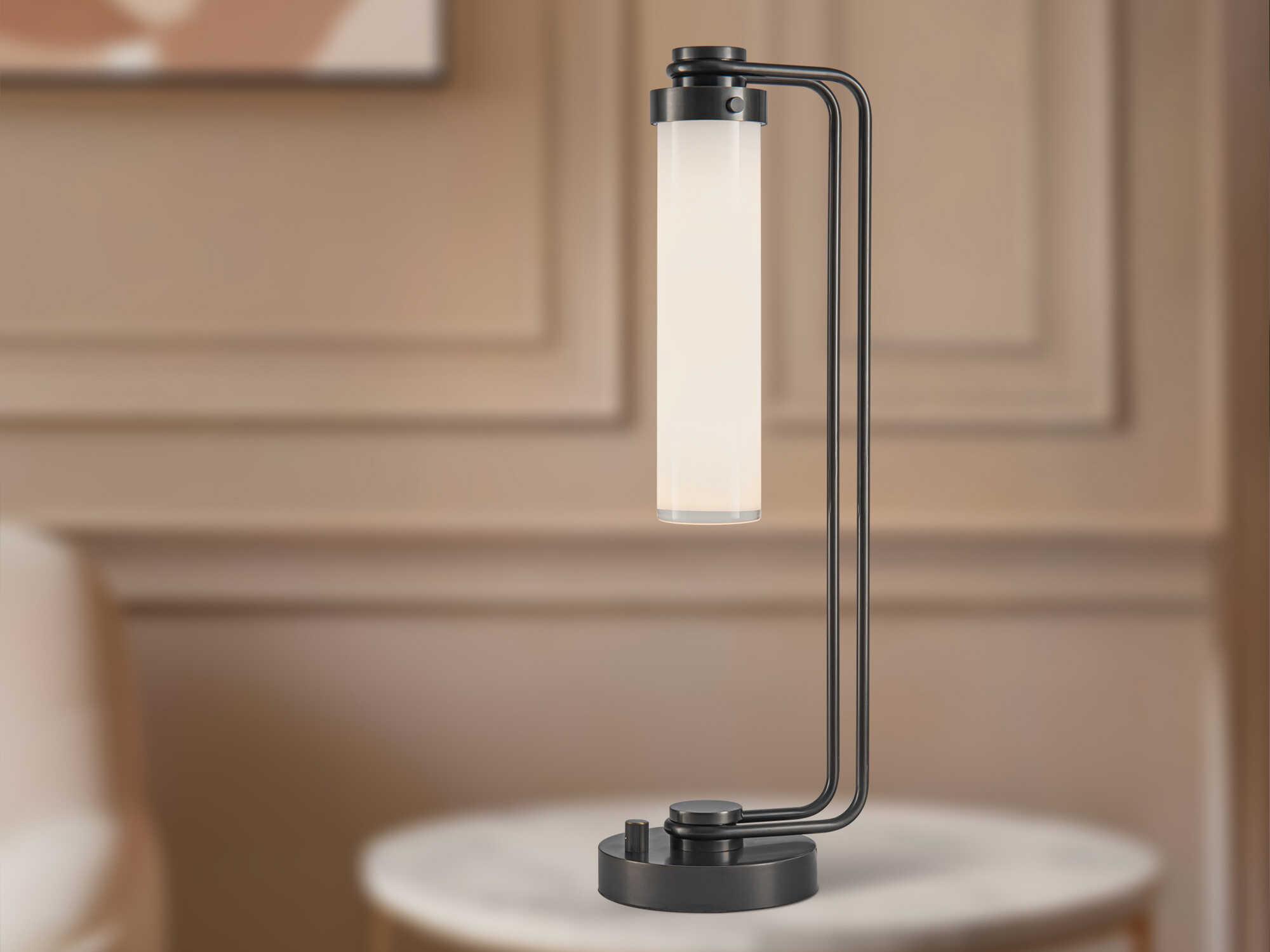 Alora Lighting Wynwood Urban Bronze Glossy Opal Glass Black Table Lamp