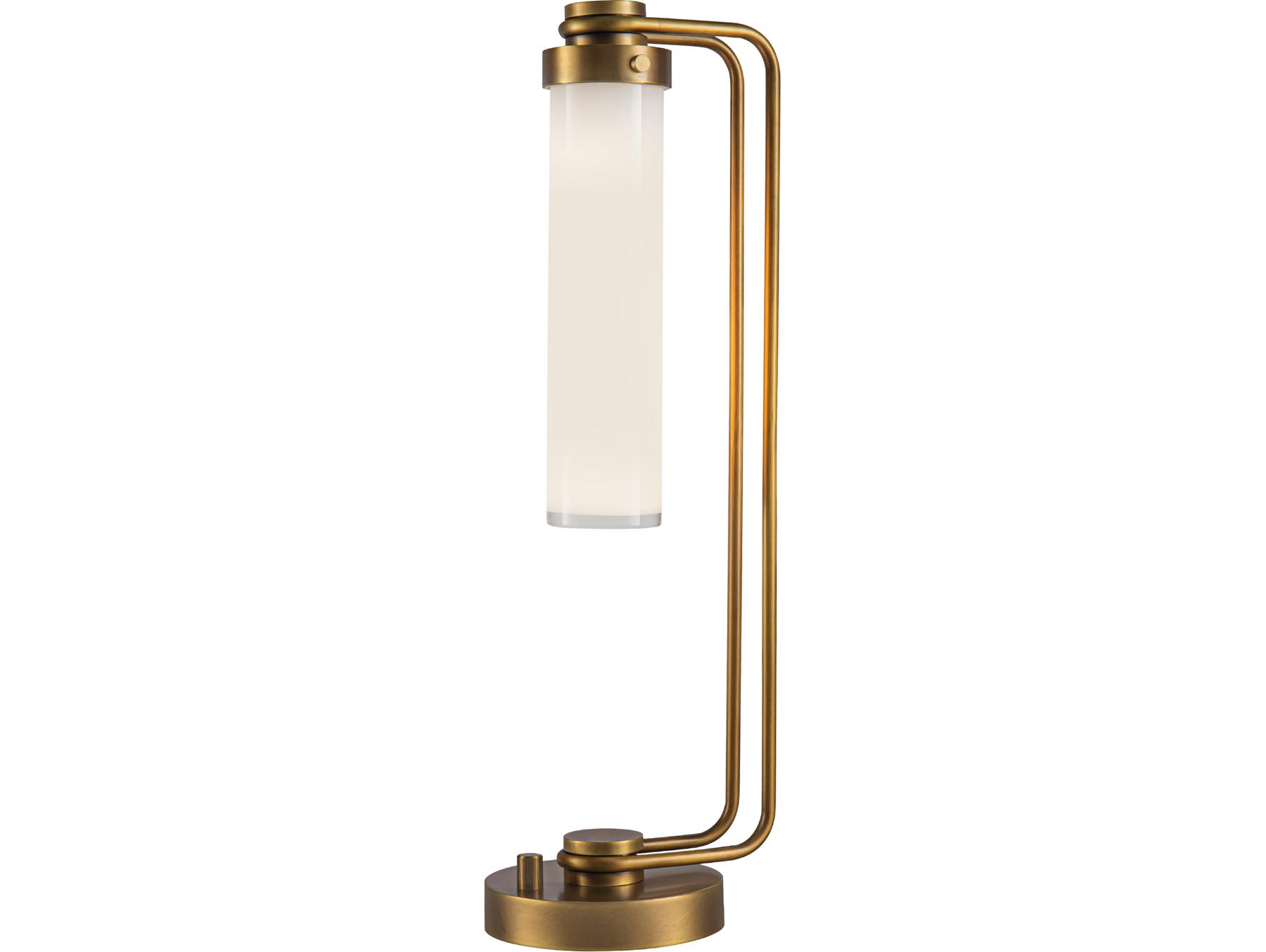 Alora Lighting Wynwood Vintage Brass Glossy Opal Glass Table Lamp