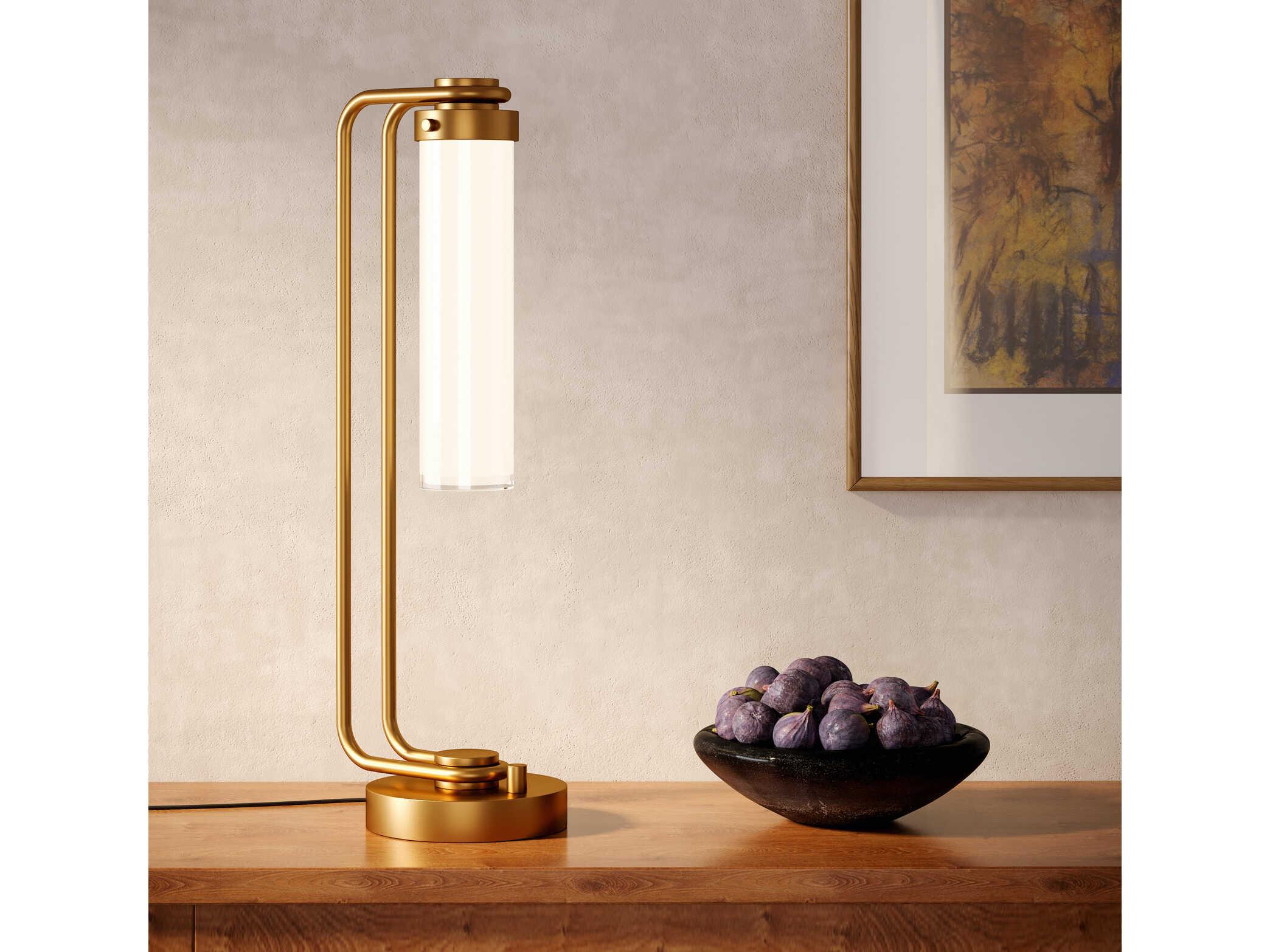 Alora Lighting Wynwood Vintage Brass Glossy Opal Glass Table Lamp