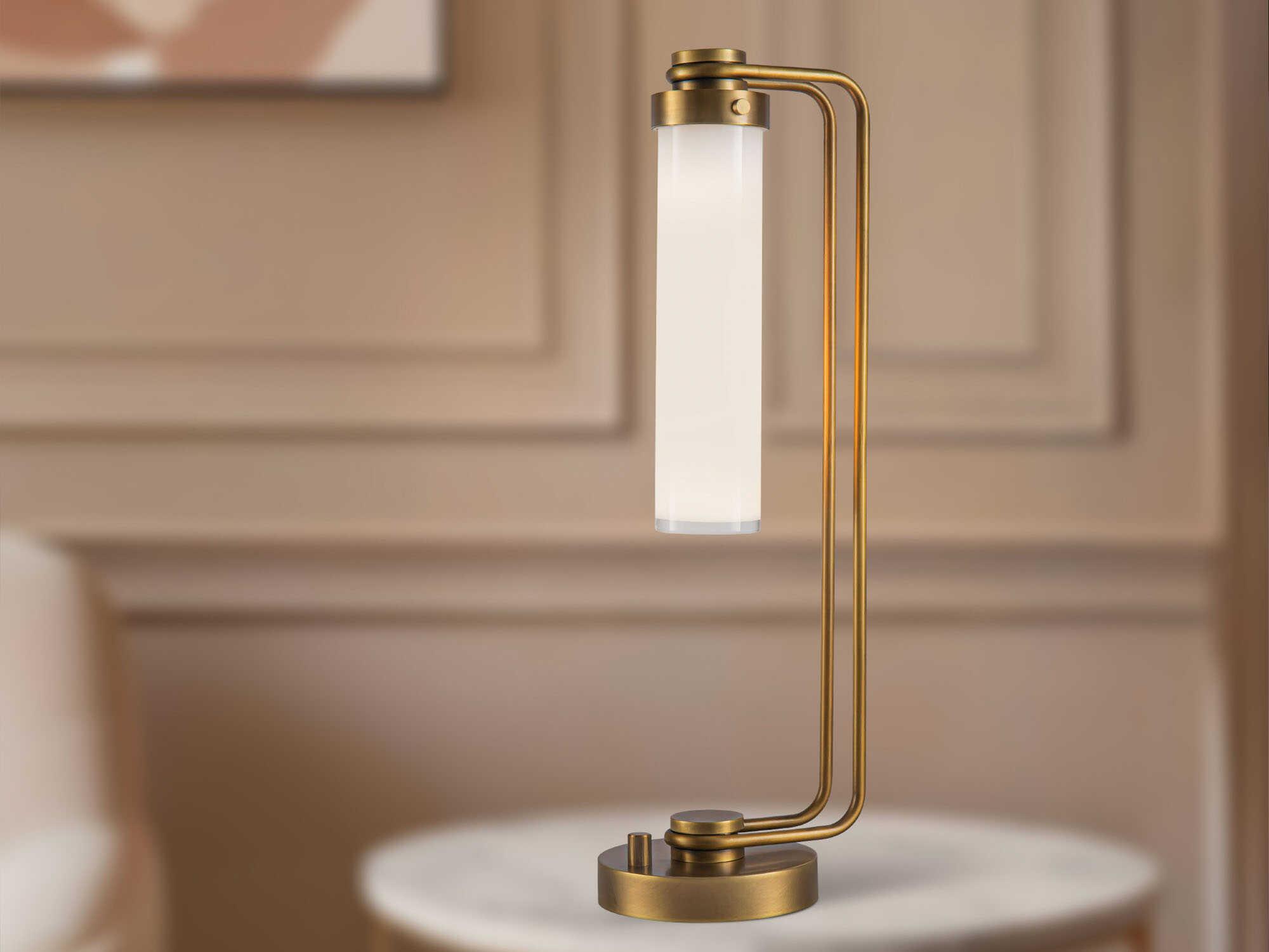 Alora Lighting Wynwood Vintage Brass Glossy Opal Glass Table Lamp