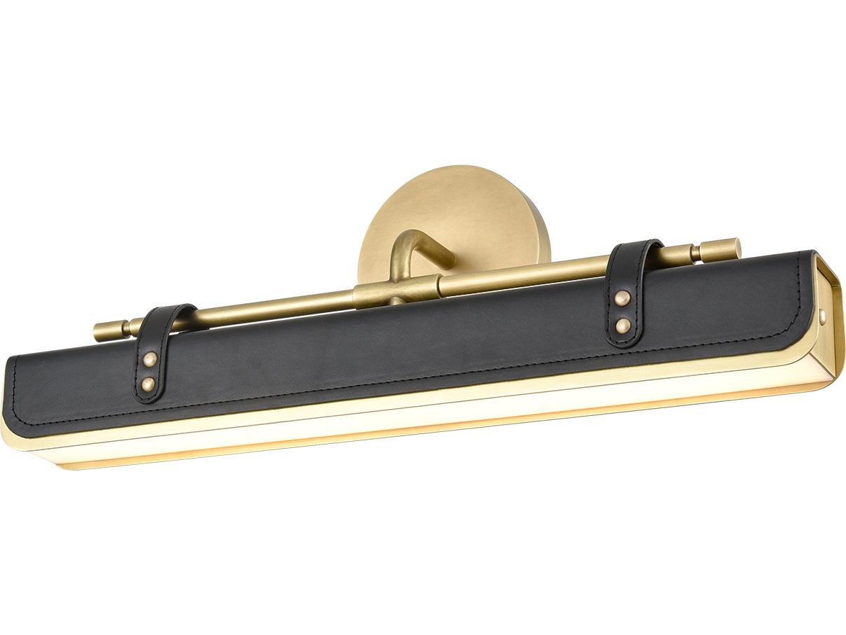 Alora Lighting Valise Vintage Brass Tuxedo Leather Vanity Light