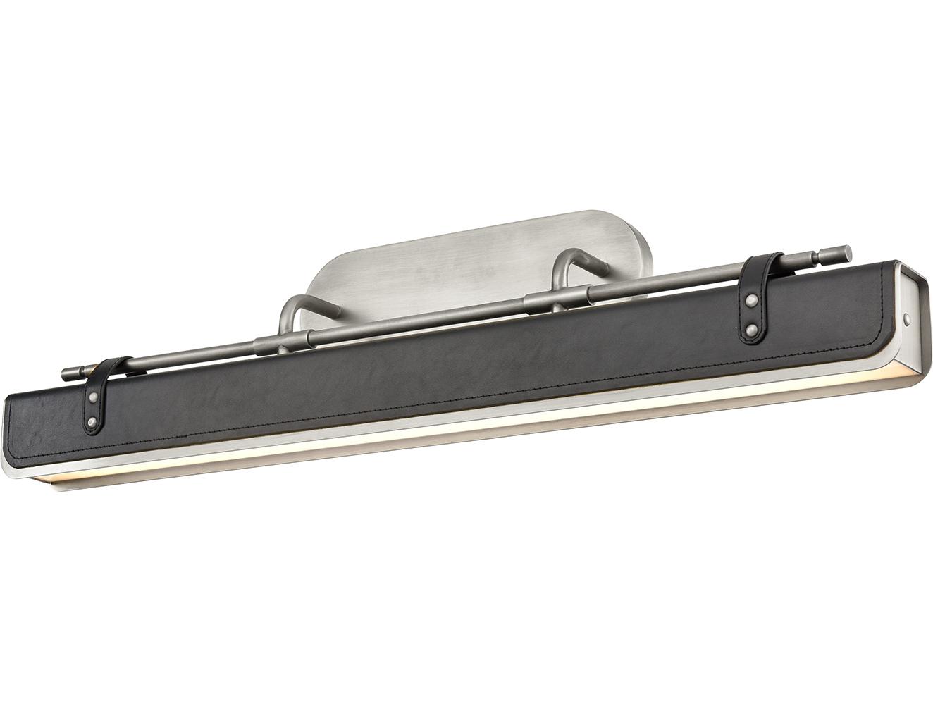 Alora Lighting Valise Aged Nickel Tuxedo Leather Vanity Light