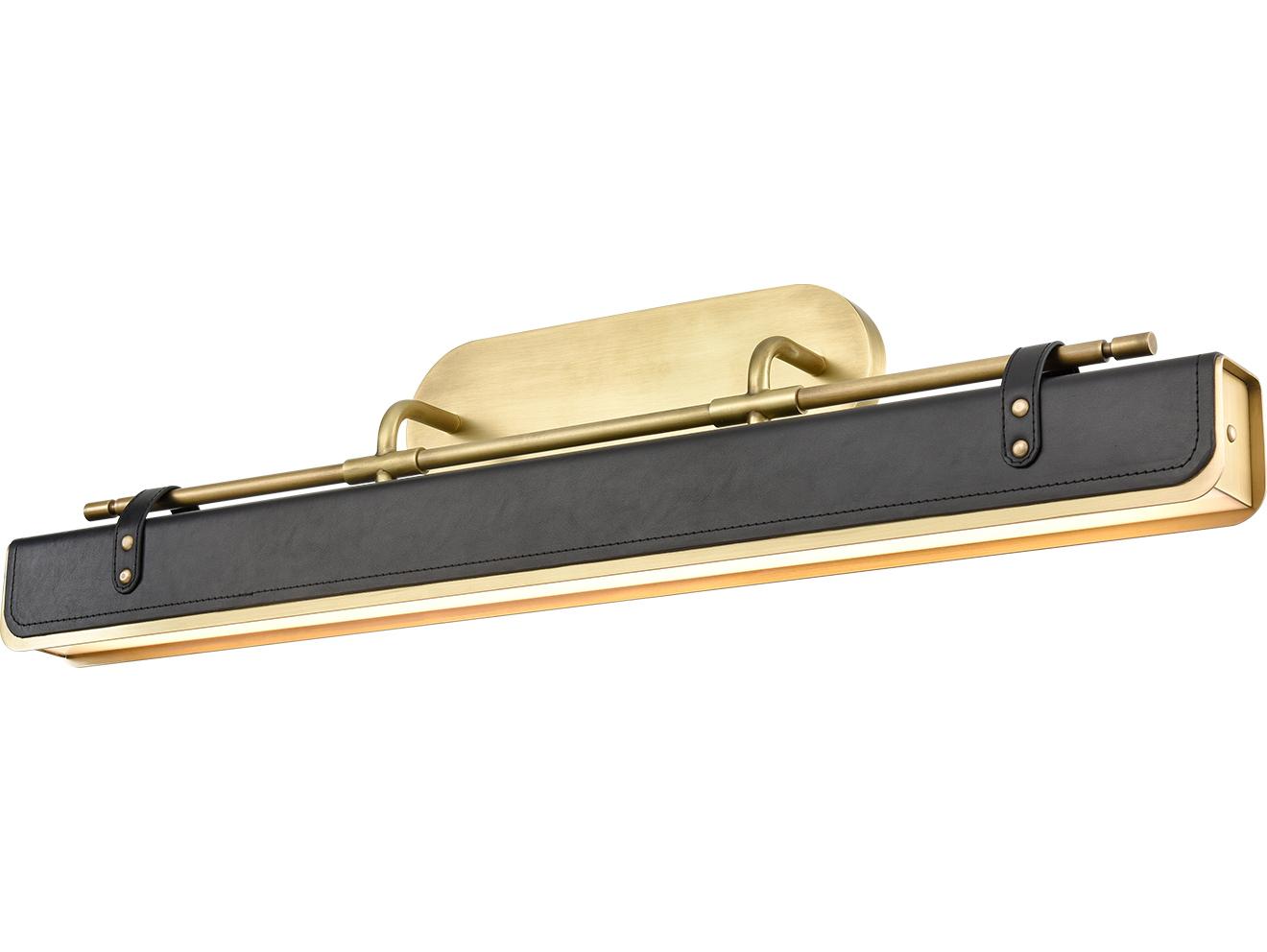 Alora Lighting Valise Vintage Brass tuxedo Leather Vanity Light
