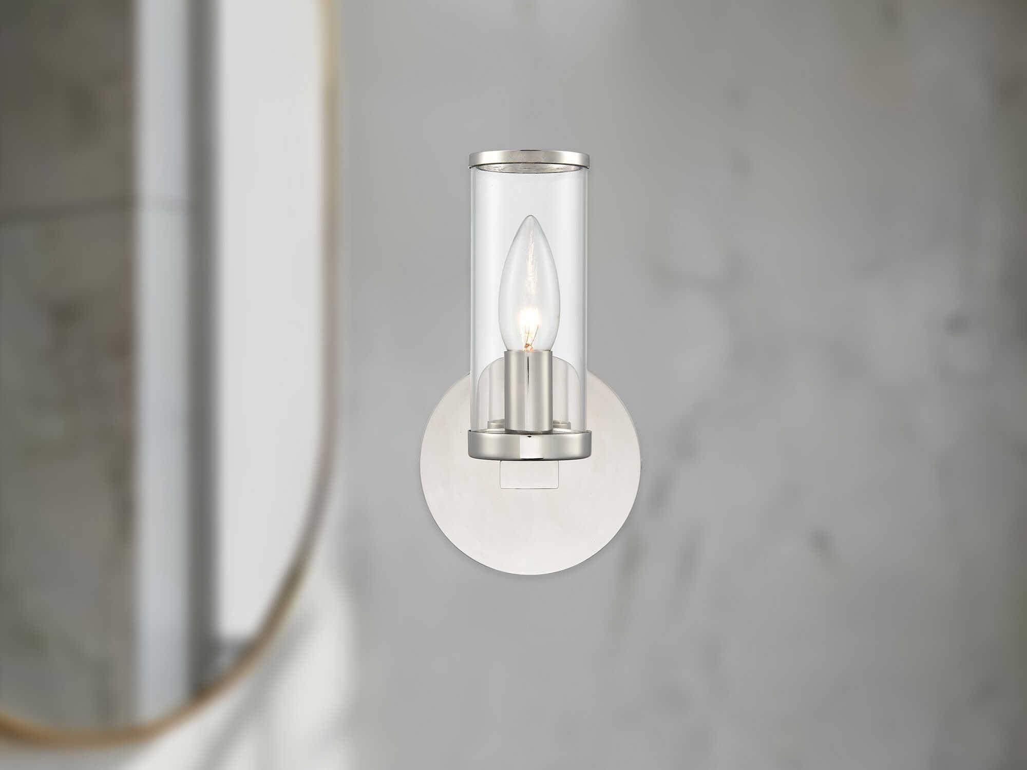 Alora Lighting Revolve 1-Light Polished Nickel Clear Wall Sconce