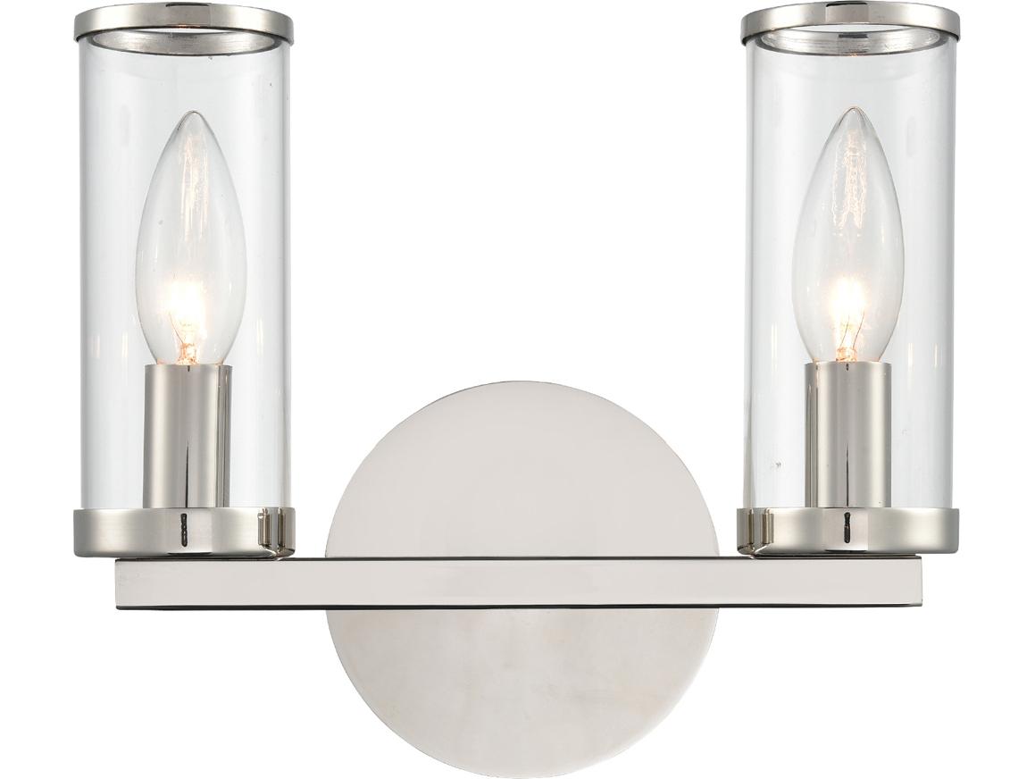 Alora Lighting Revolve 2-Light Polished Nickel Clear Wall Sconce
