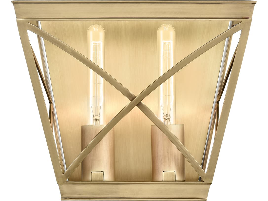 Alora Lighting Lattice 2-Light Vintage Brass Vanity Light