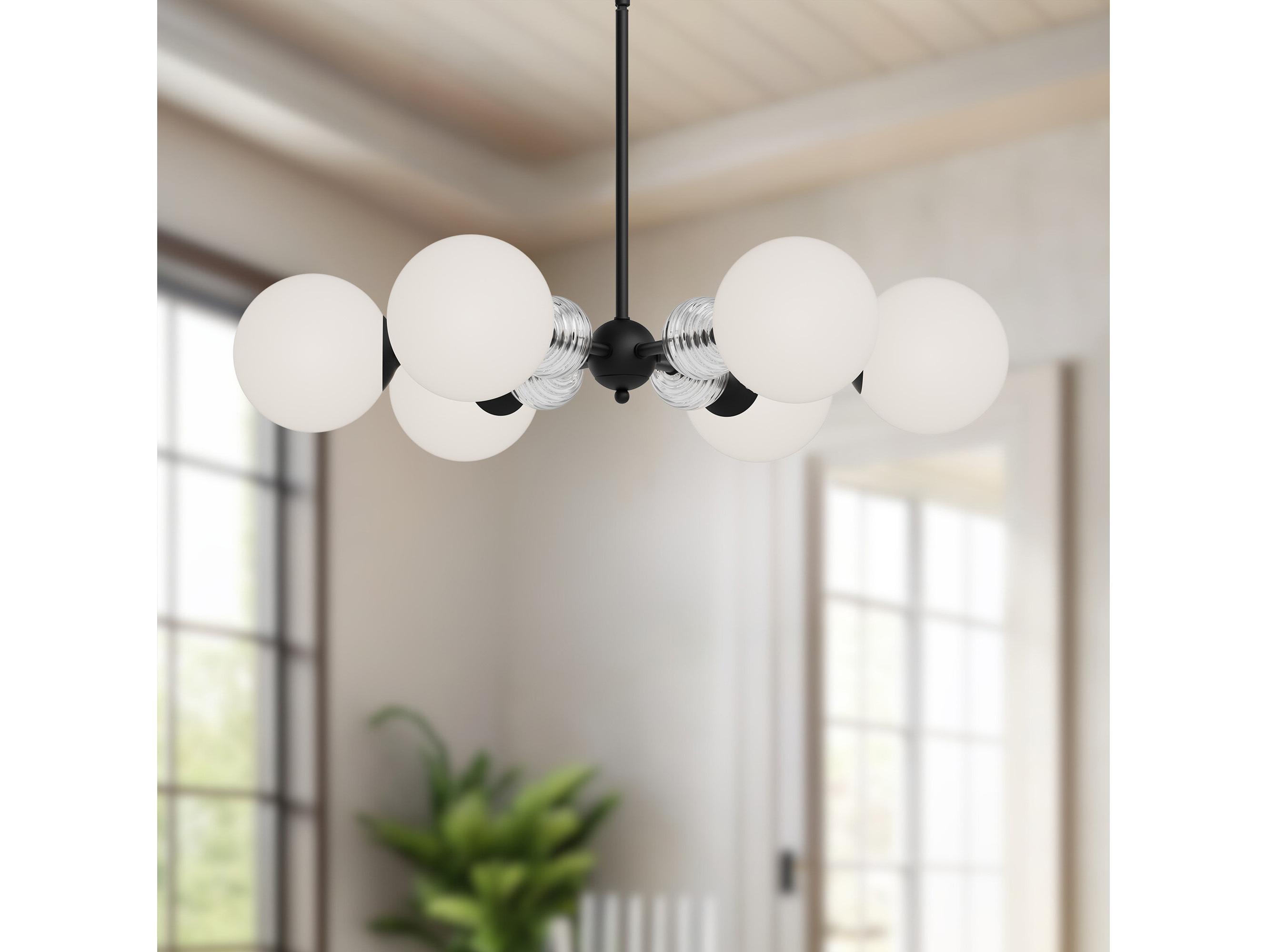Alora Mood Celia 6-Light Matte Black Globe Chandelier