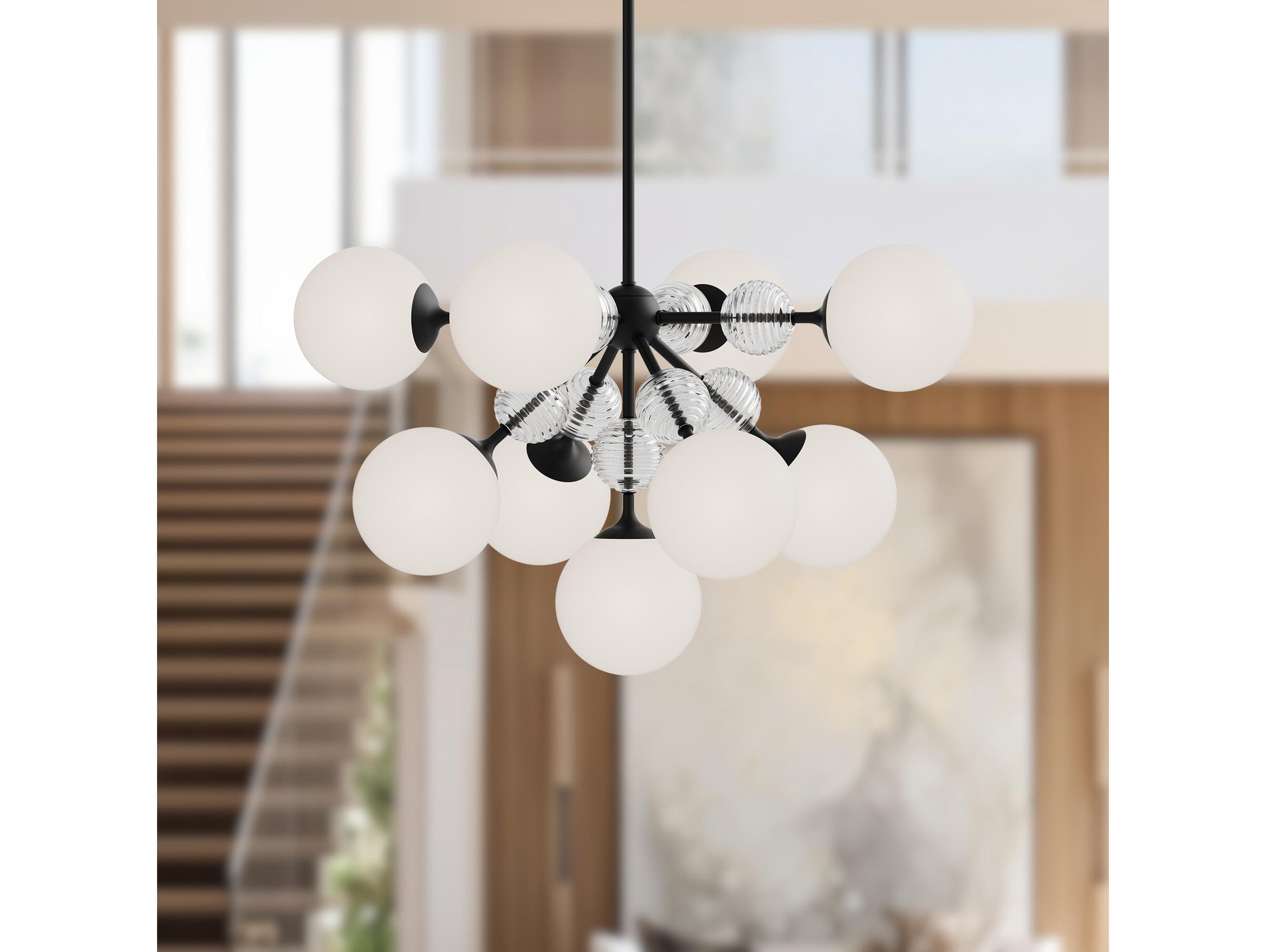 Alora Mood Celia 9-Light Matte Black Globe Chandelier