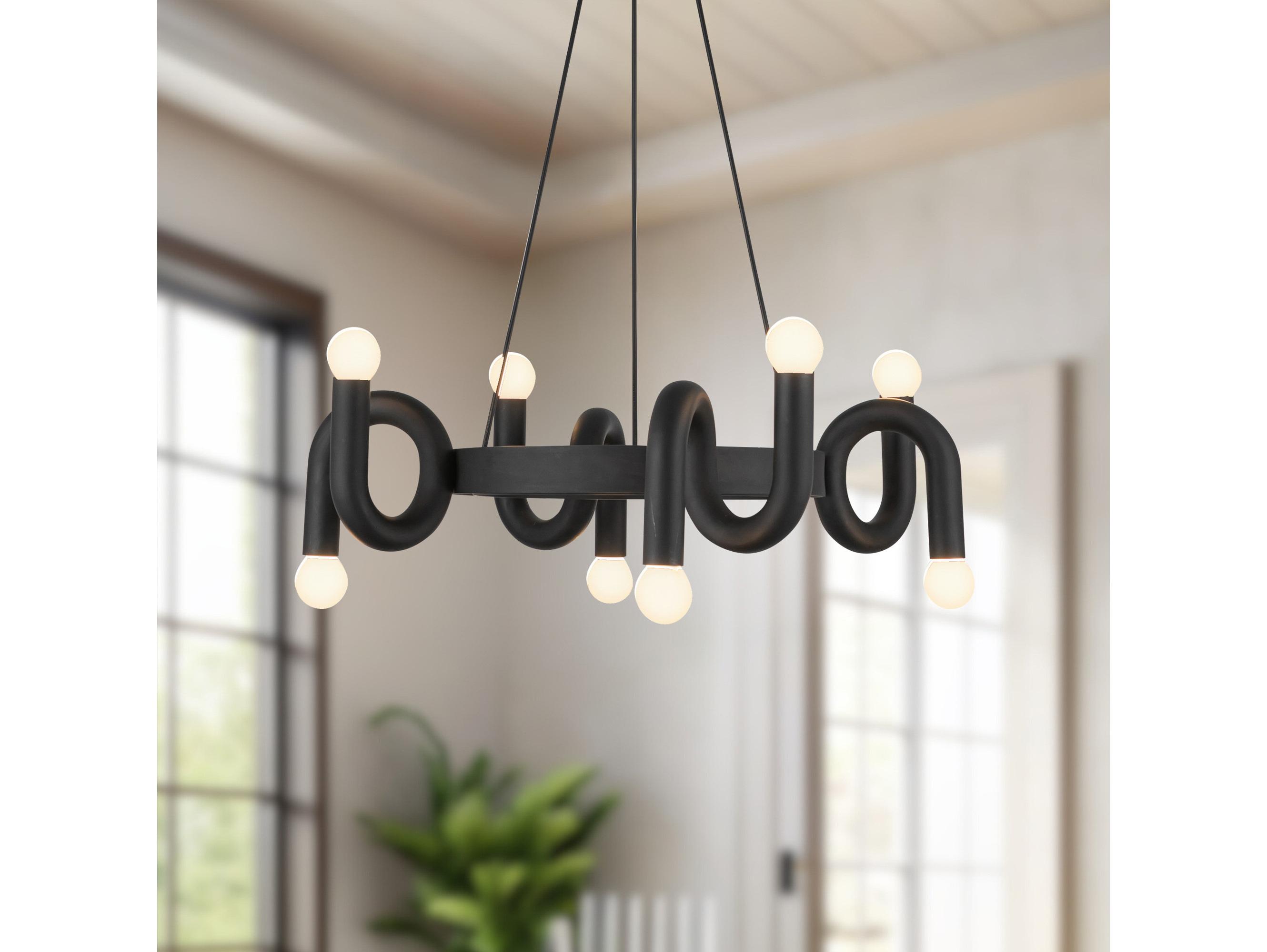 Alora Mood Sadie 8-Light Matte Black Geometric Chandelier