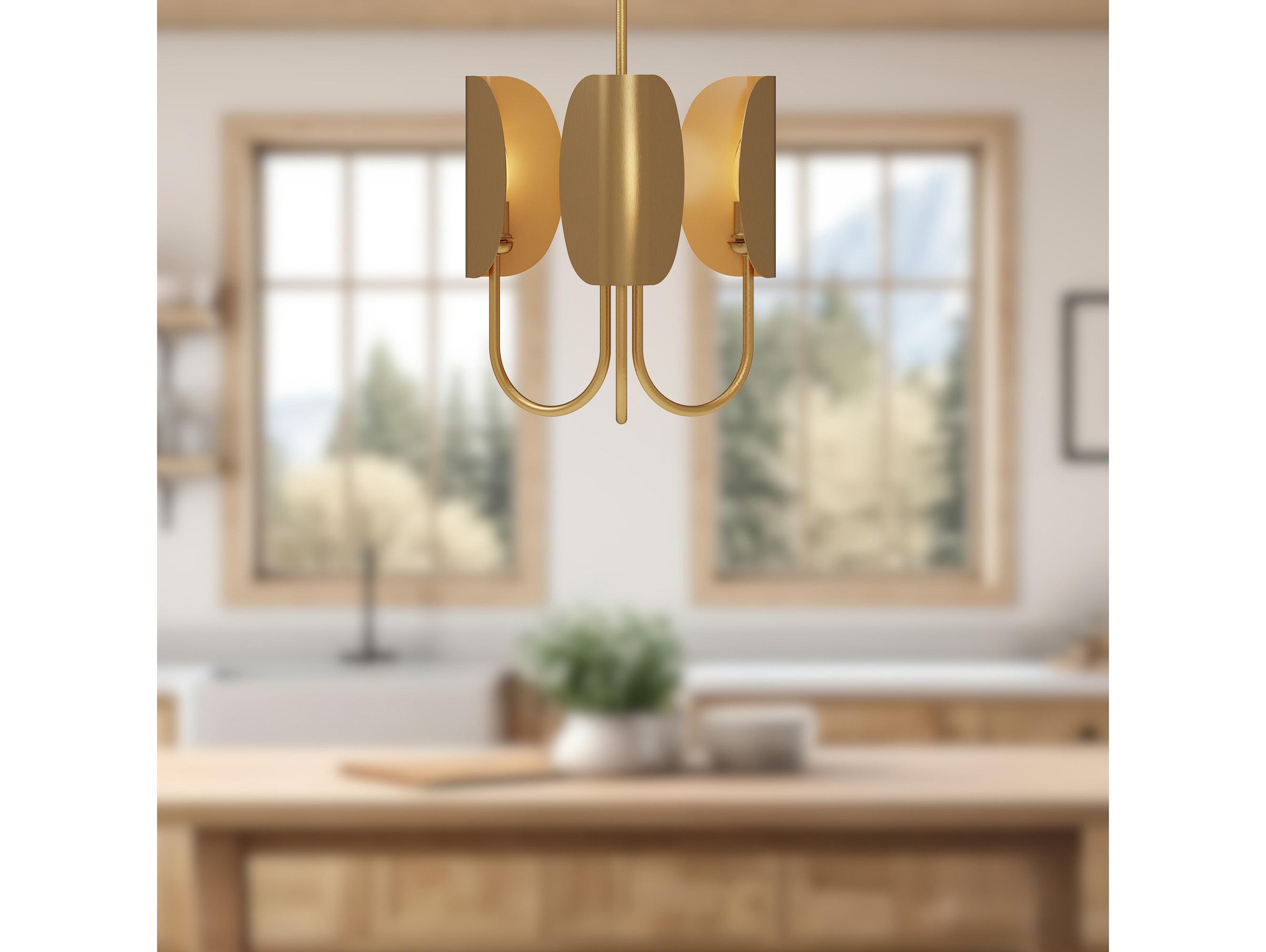Alora Mood Seno 3-Light Aged Gold Geometric Chandelier