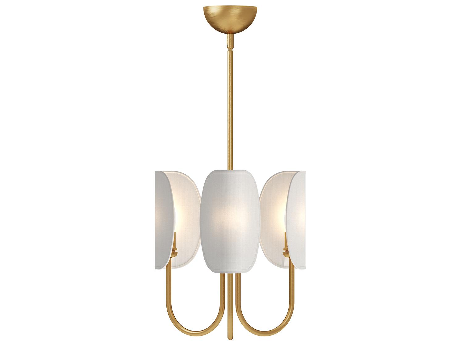 Alora Mood Seno 3-Light Aged Gold White Geometric Chandelier