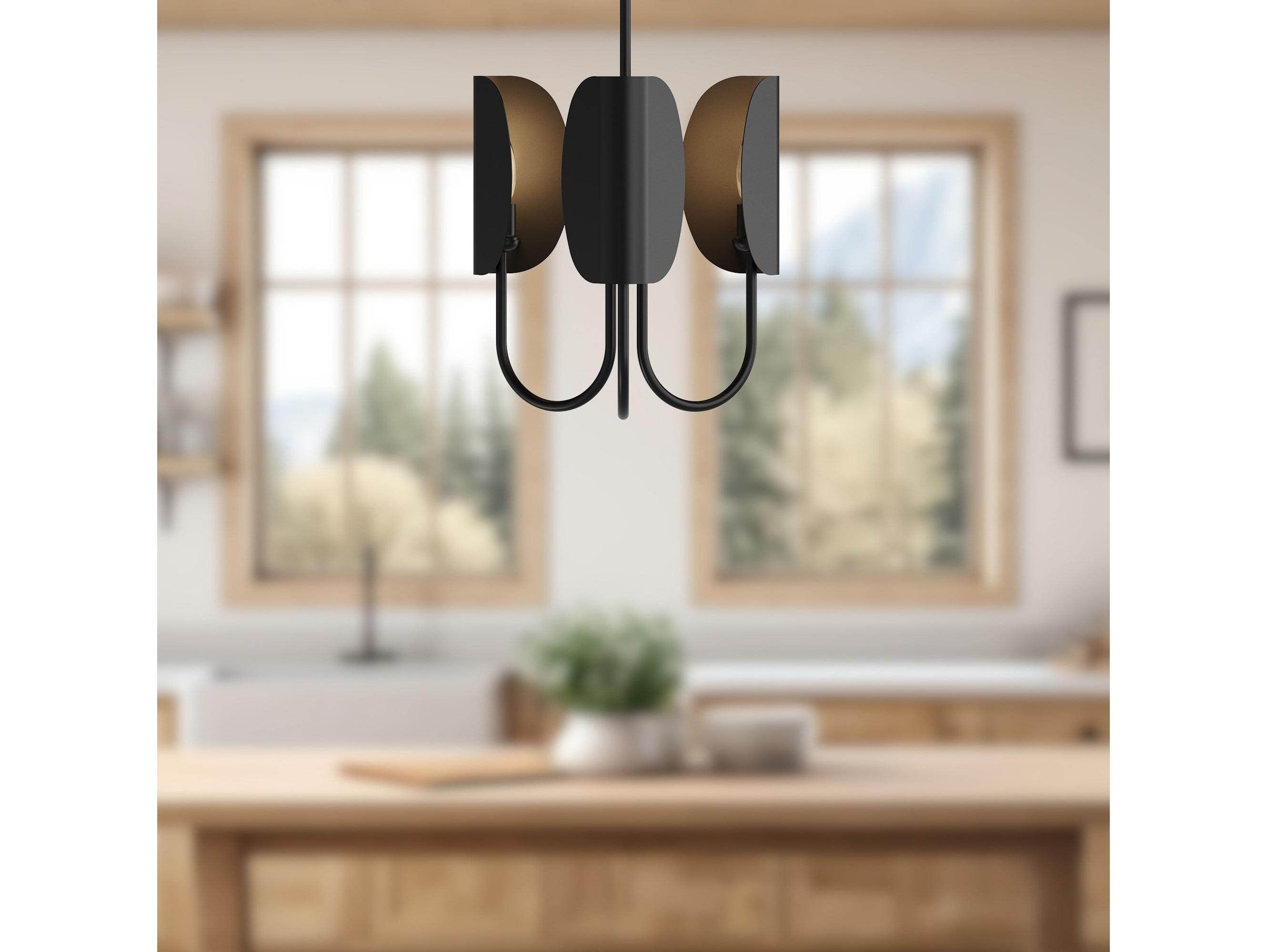 Alora Mood Seno 3-Light Matte Black Geometric Chandelier