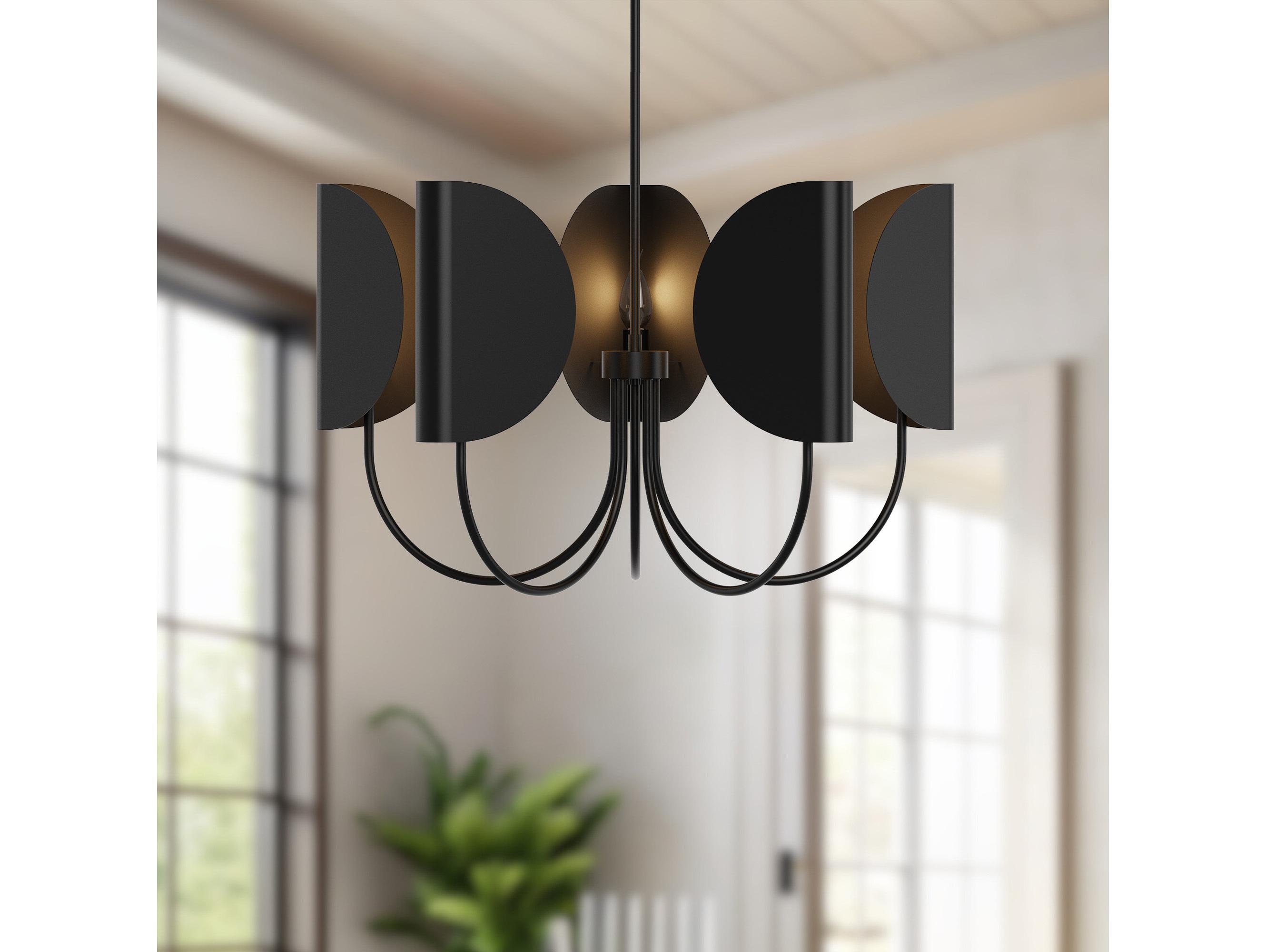 Alora Mood Seno 5-Light Matte Black Geometric Chandelier