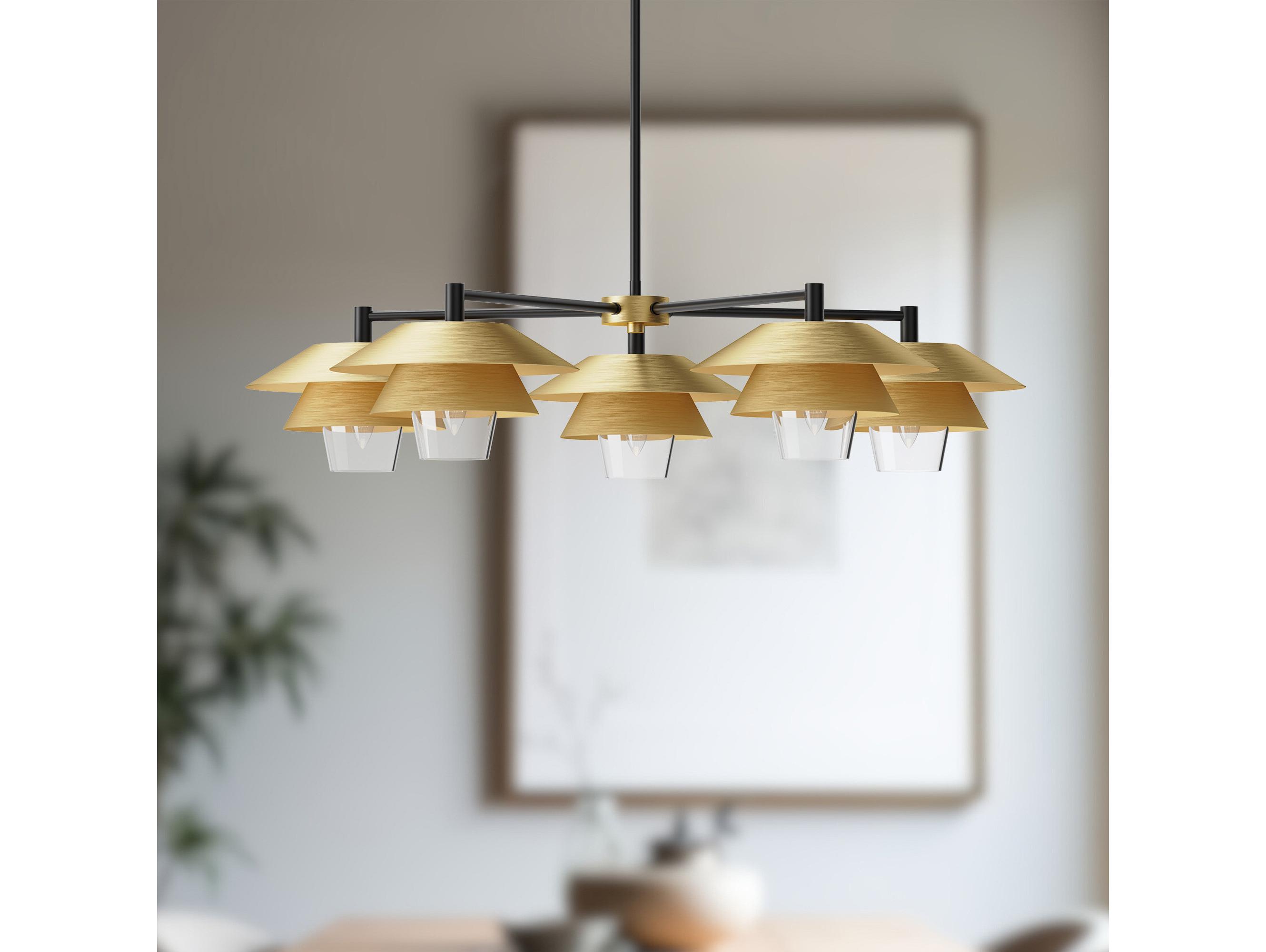 Alora Mood Tetsu 5-Light Brushed Gold Geometric Chandelier