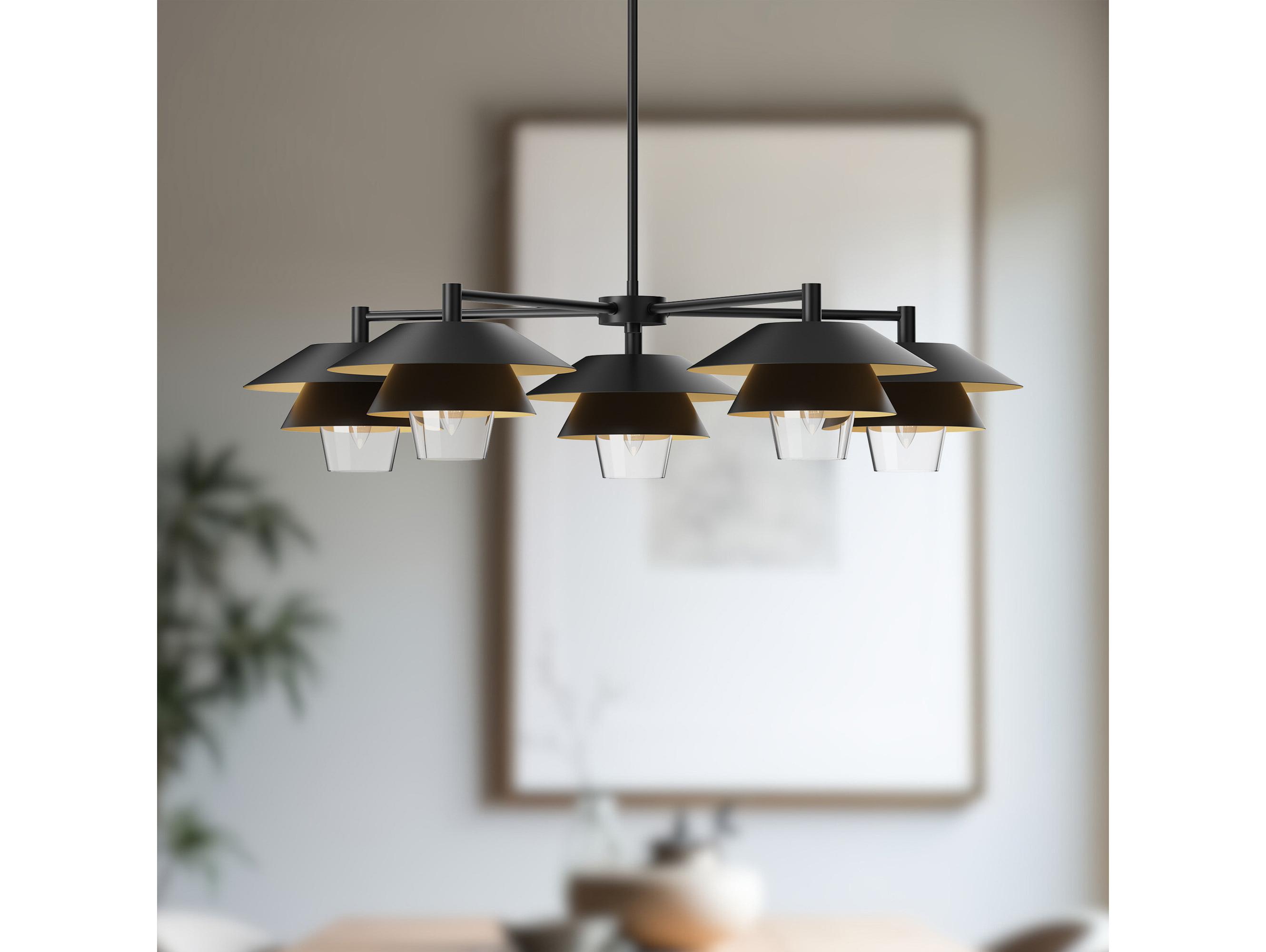 Alora Mood Tetsu 5-Light Matte Black Geometric Chandelier