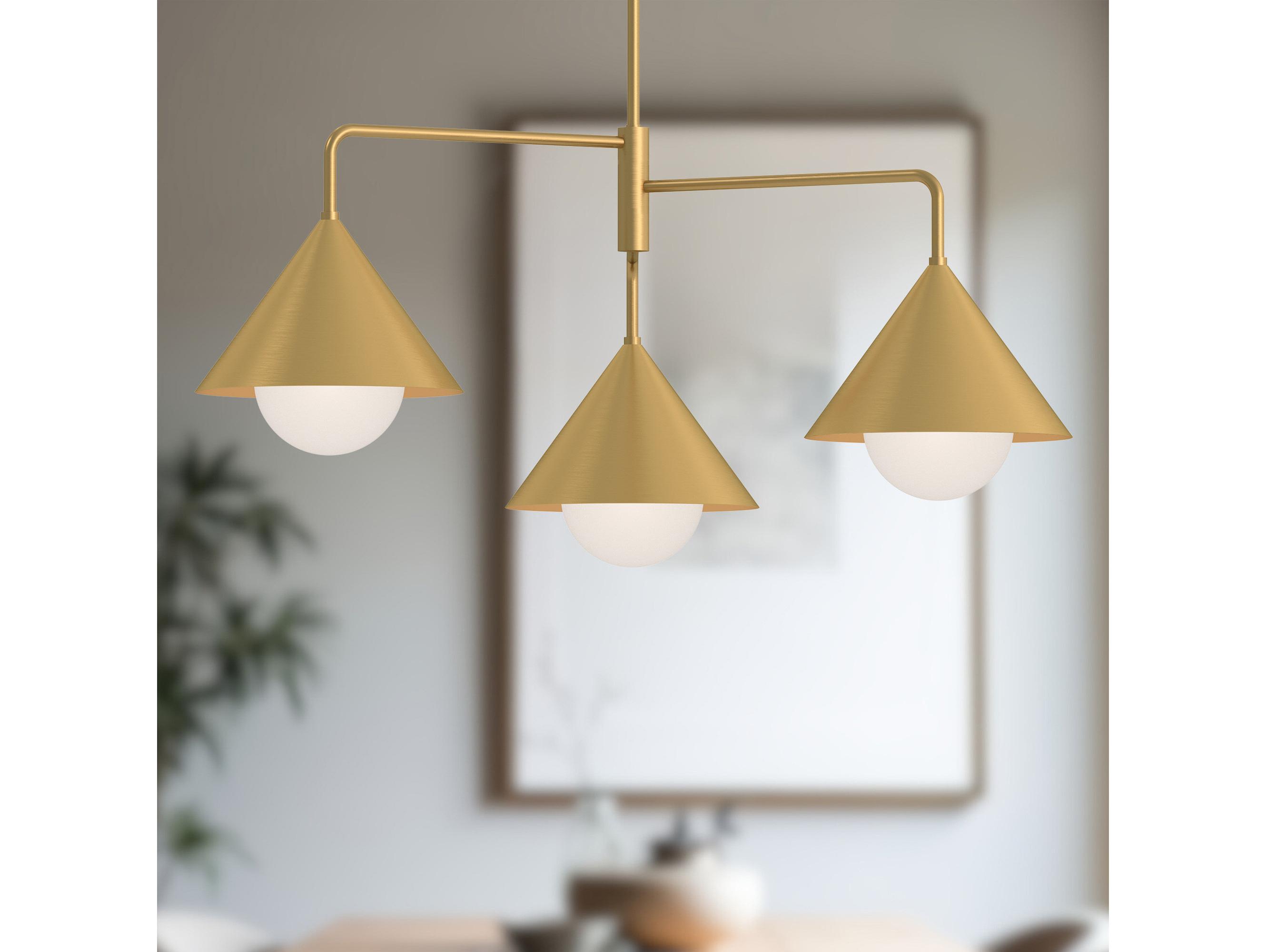 Alora Mood Remy 3-Light Brushed Gold Geometric Chandelier