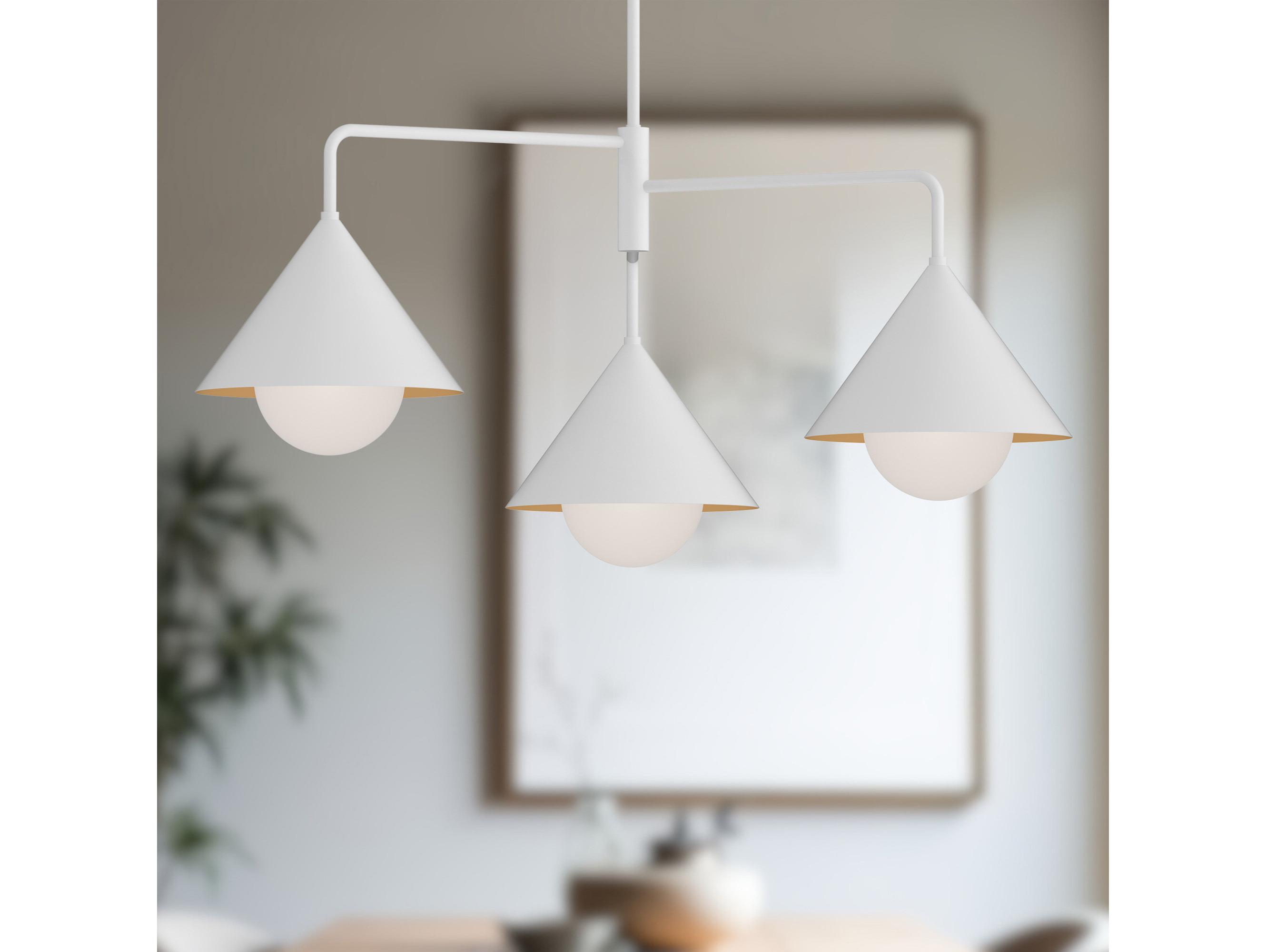 Alora Mood Remy 3-Light White Geometric Chandelier