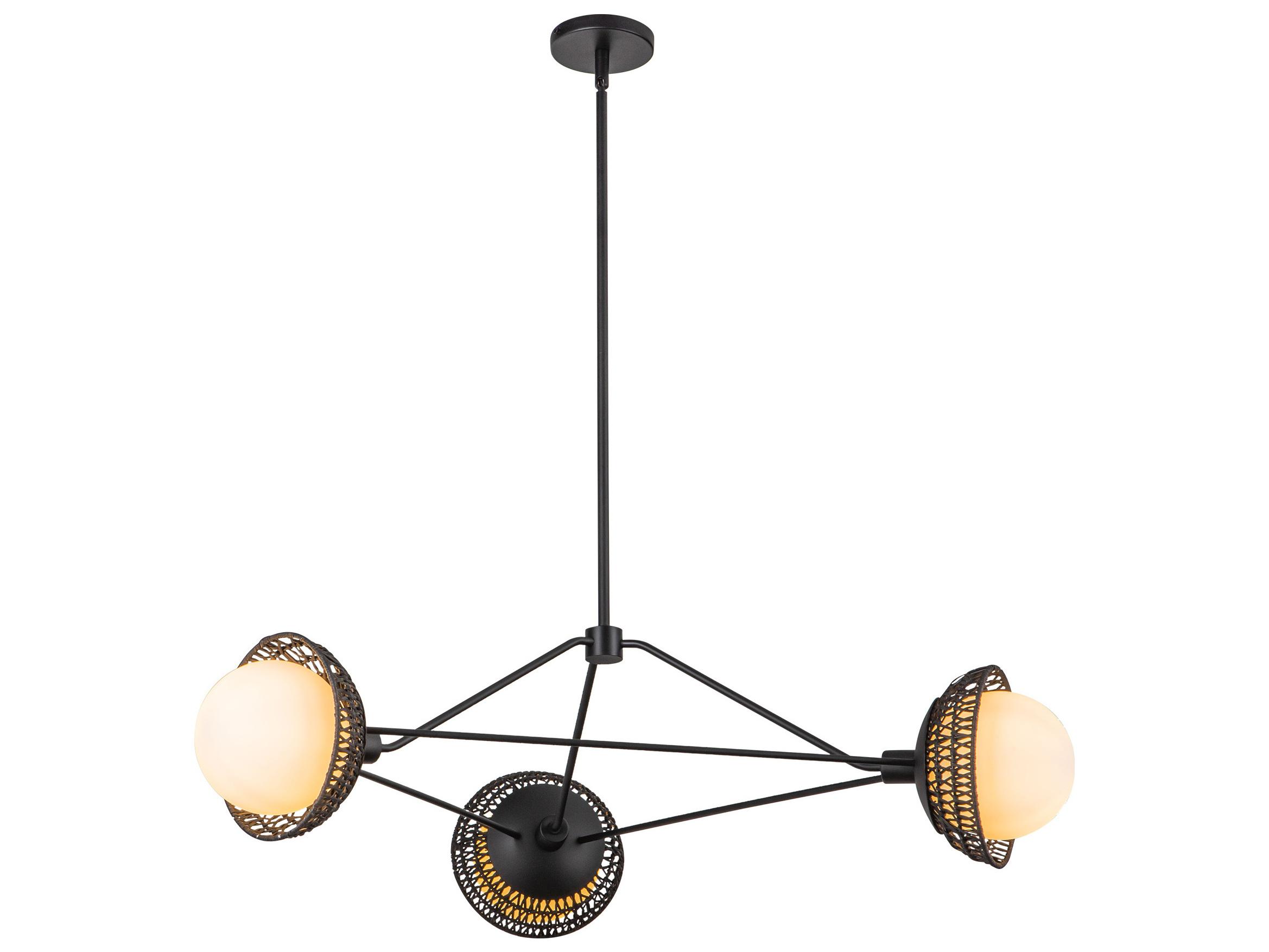 Alora Mood Perth 3-Light Matte Black Geometric Chandelier