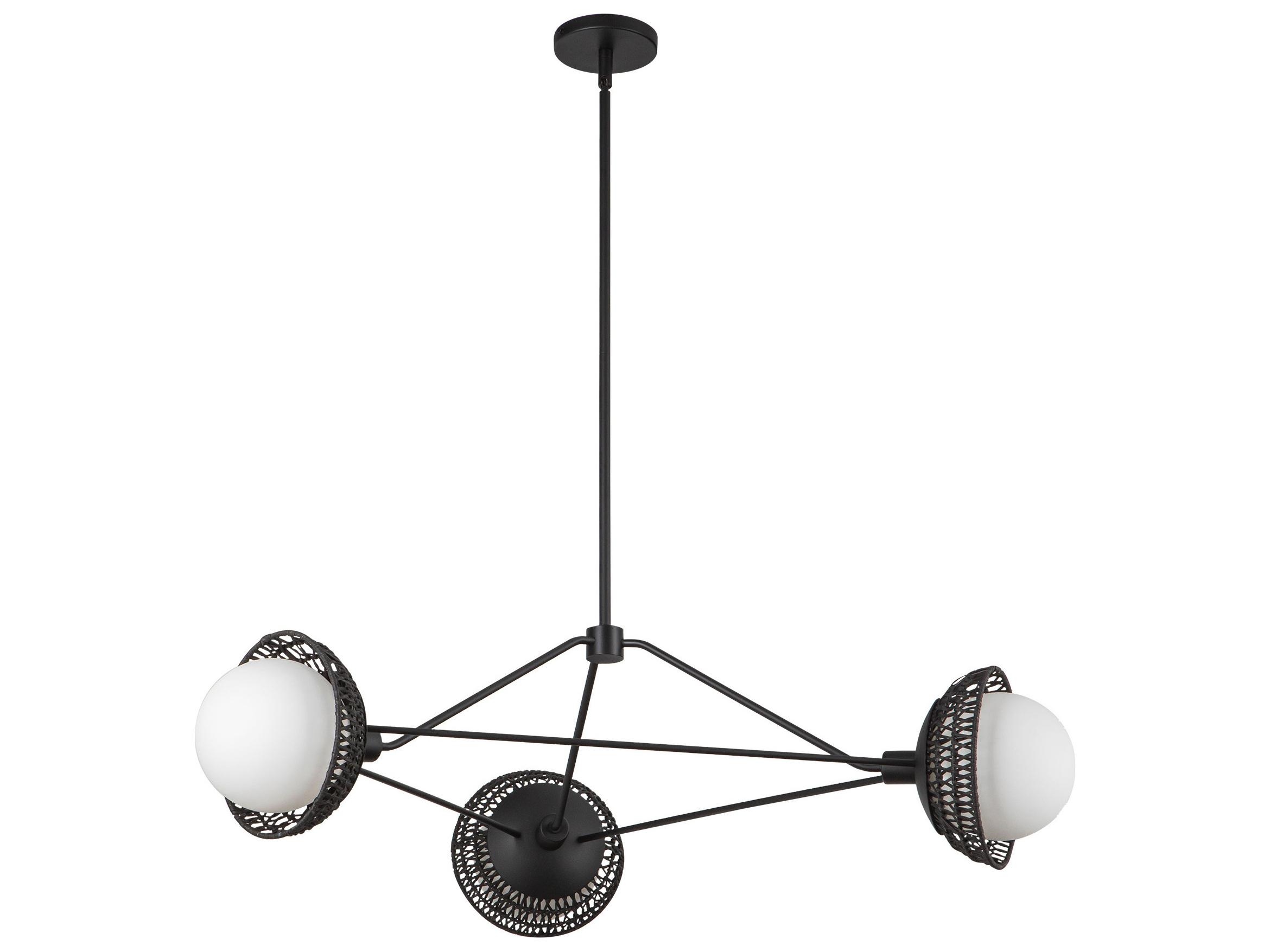 Alora Mood Perth 3-Light Matte Black Geometric Chandelier