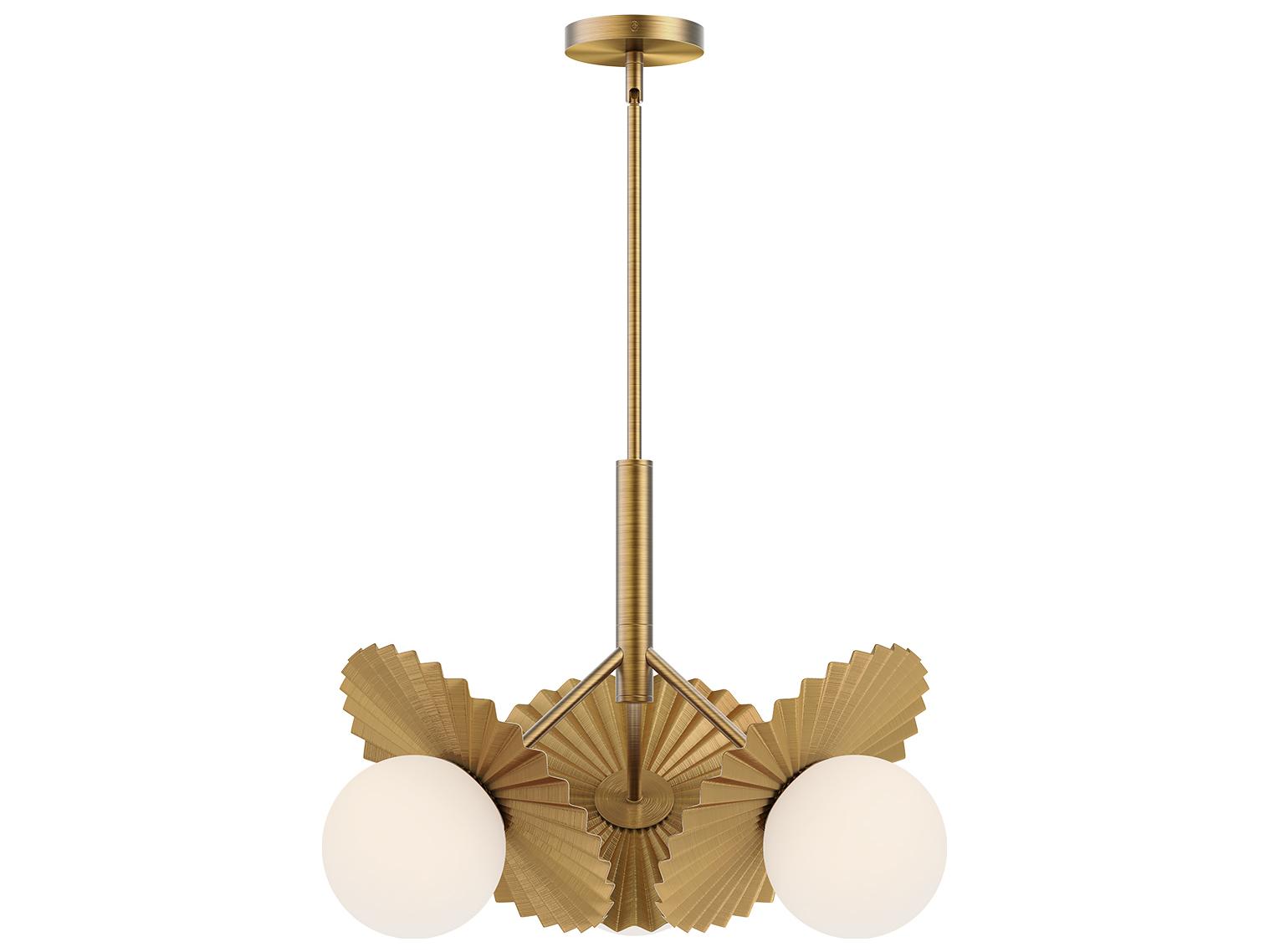 Alora Mood Plume 3-Light Brushed Gold Globe Chandelier