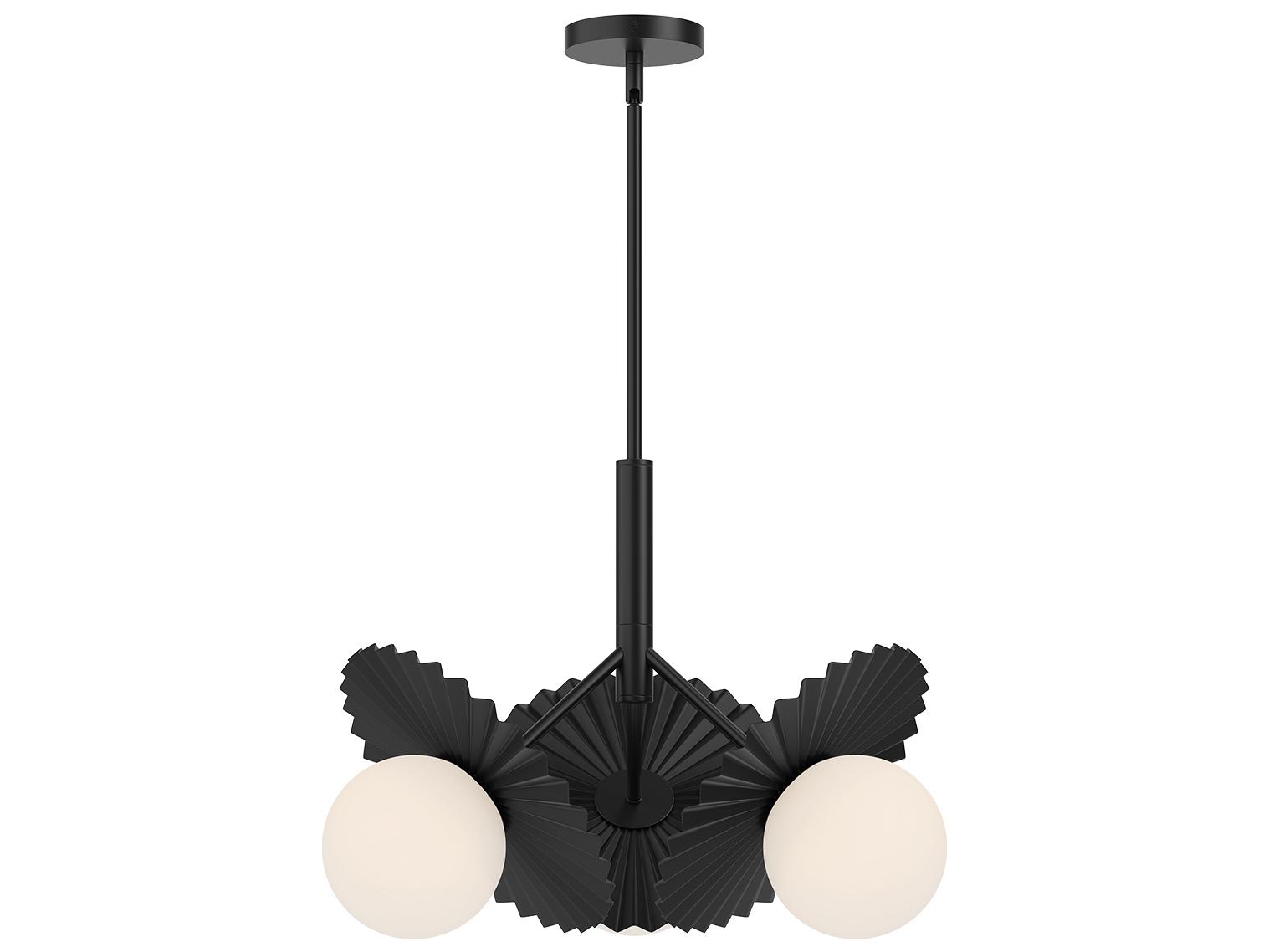 Alora Mood Plume 3-Light Matte Black Globe Chandelier