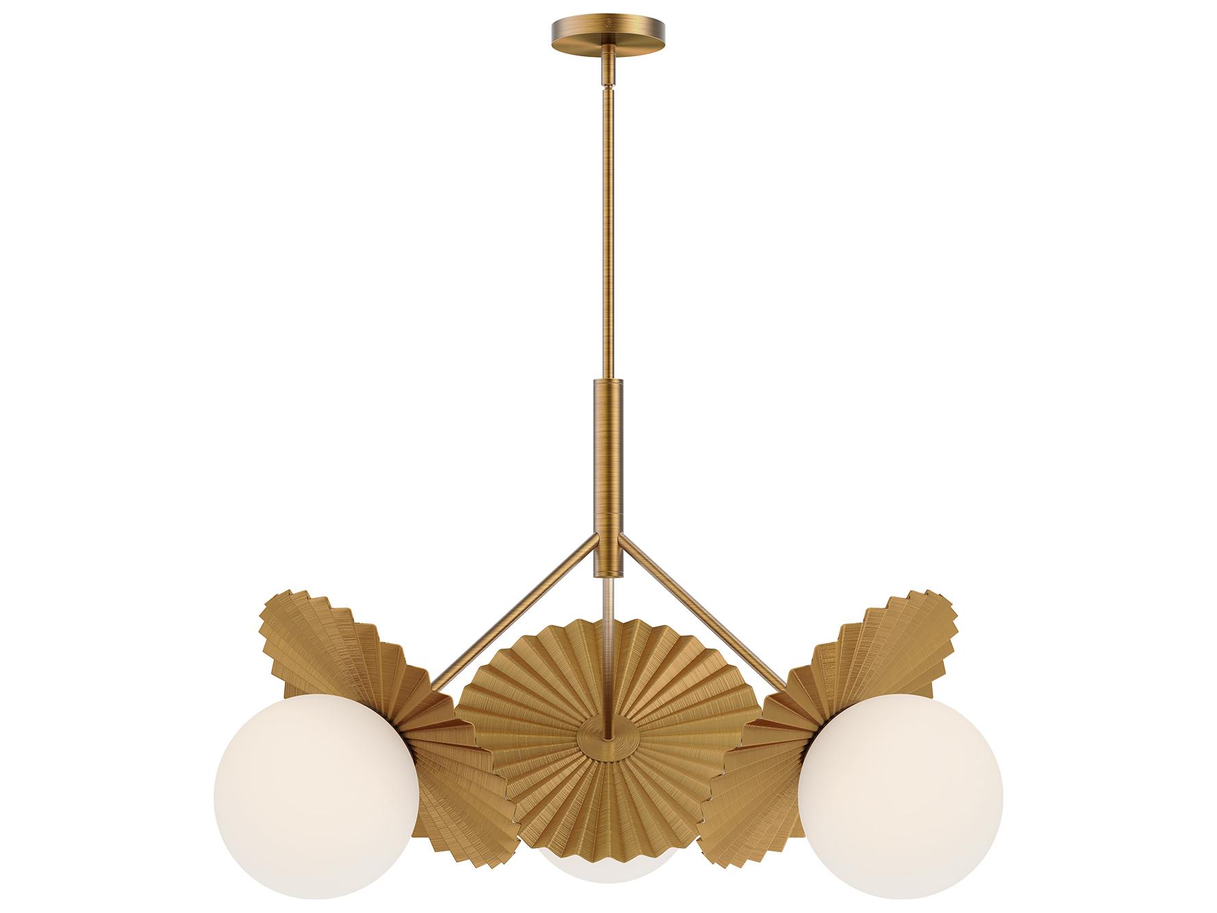 Alora Mood Plume 3-Light Brushed Gold Globe Chandelier