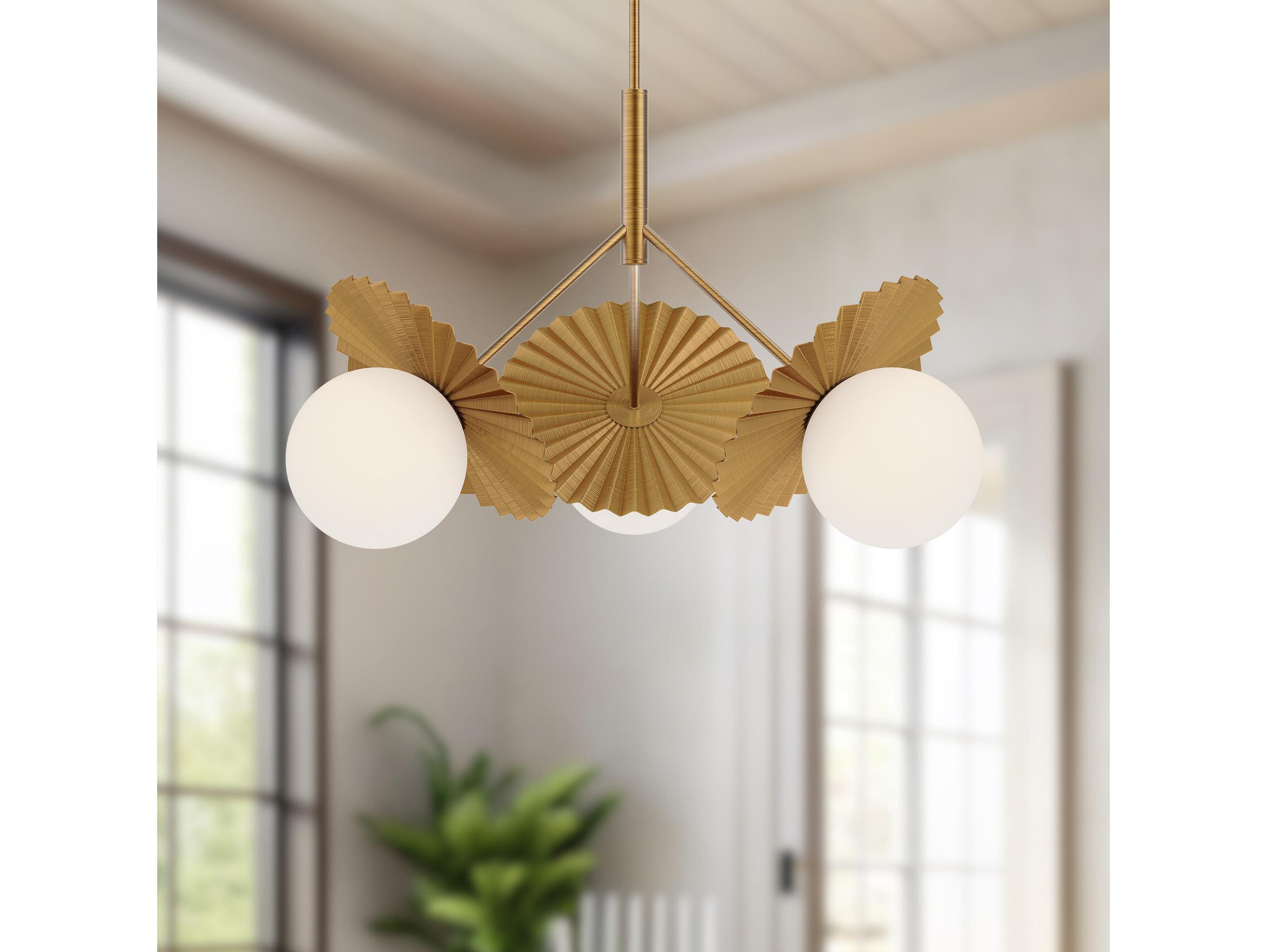 Alora Mood Plume 3-Light Brushed Gold Globe Chandelier