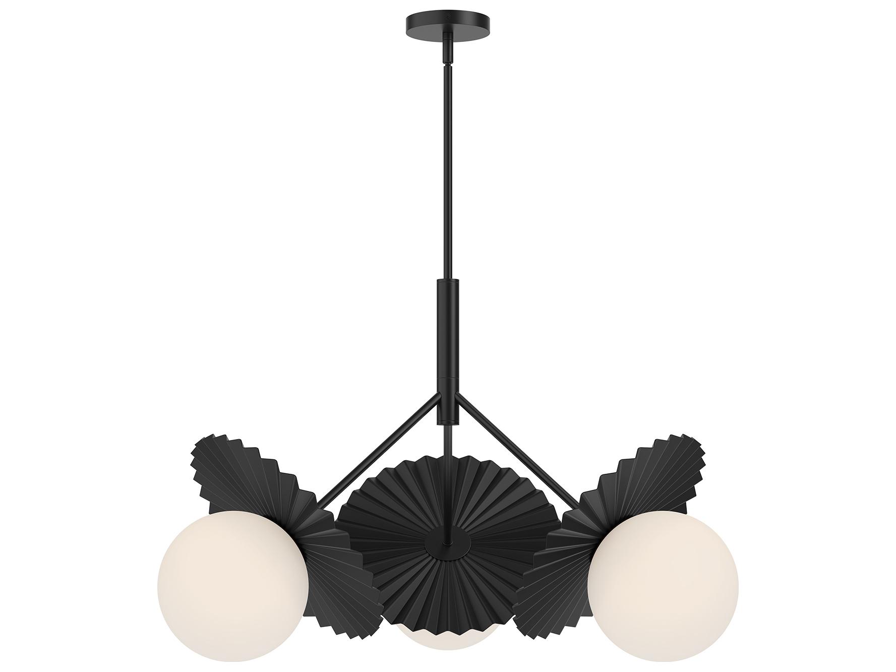Alora Mood Plume 3-Light Matte Black Globe Chandelier