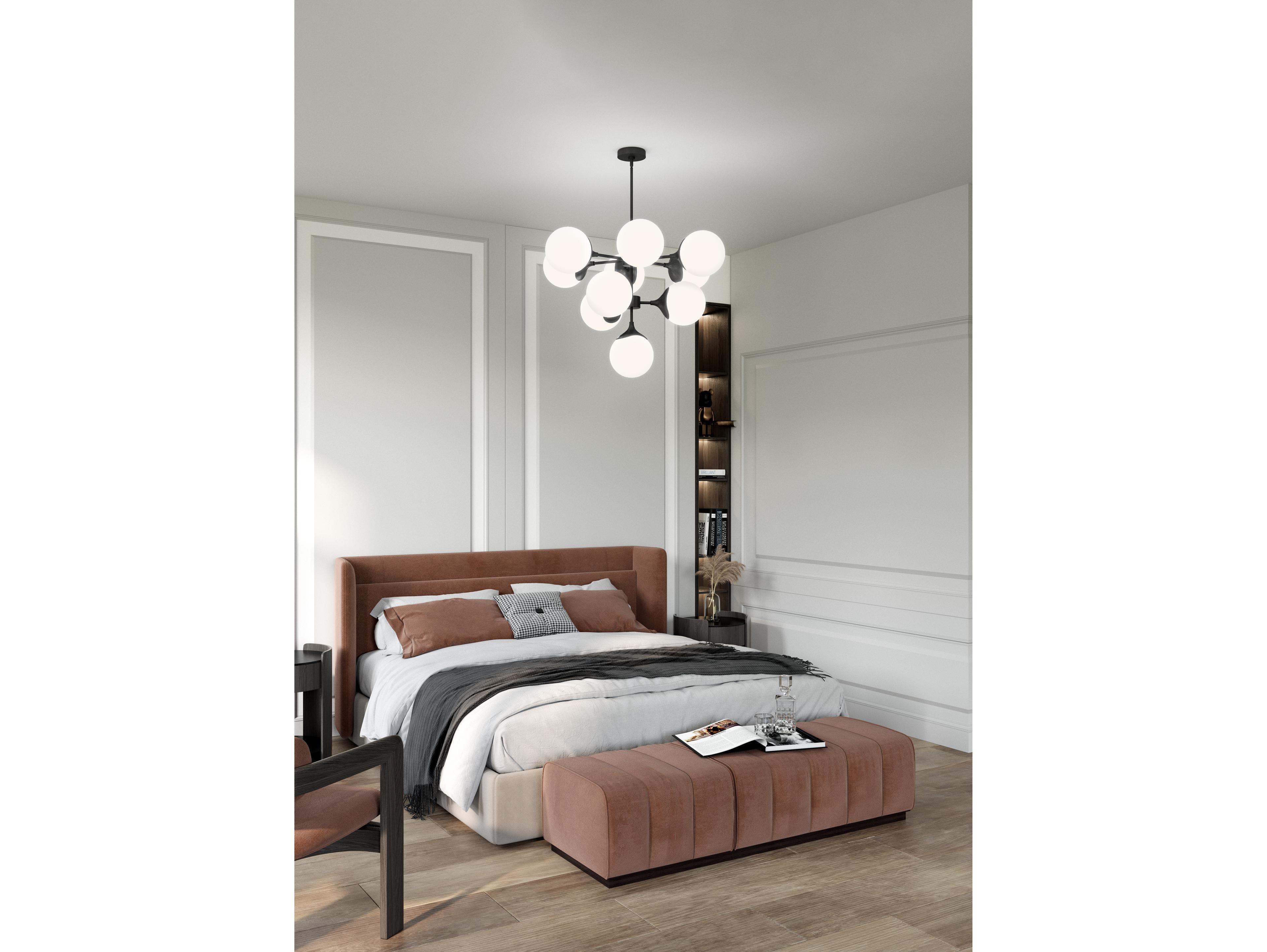 Alora Mood Nouveau 10-Light Matte Black Globe Tiered Chandelier