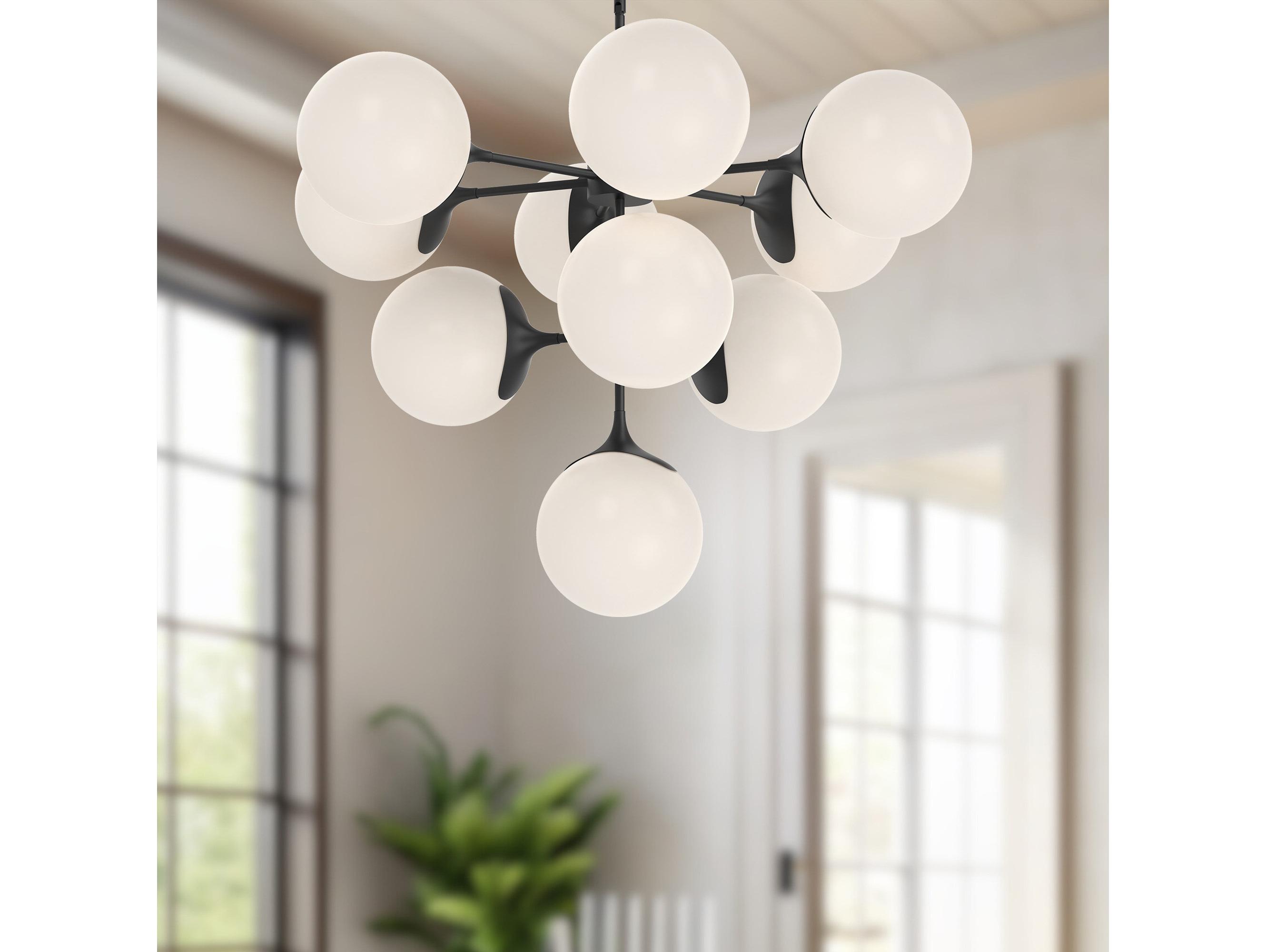 Alora Mood Nouveau 10-Light Matte Black Globe Tiered Chandelier