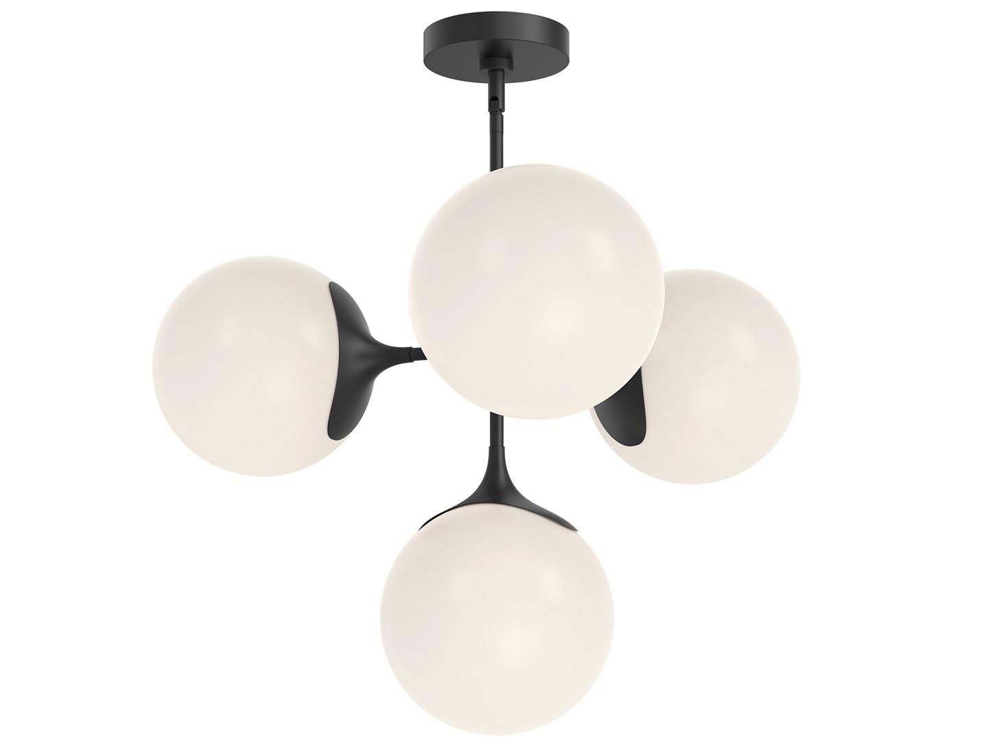 Alora Mood Nouveau 4-Light Matte Black Globe Chandelier