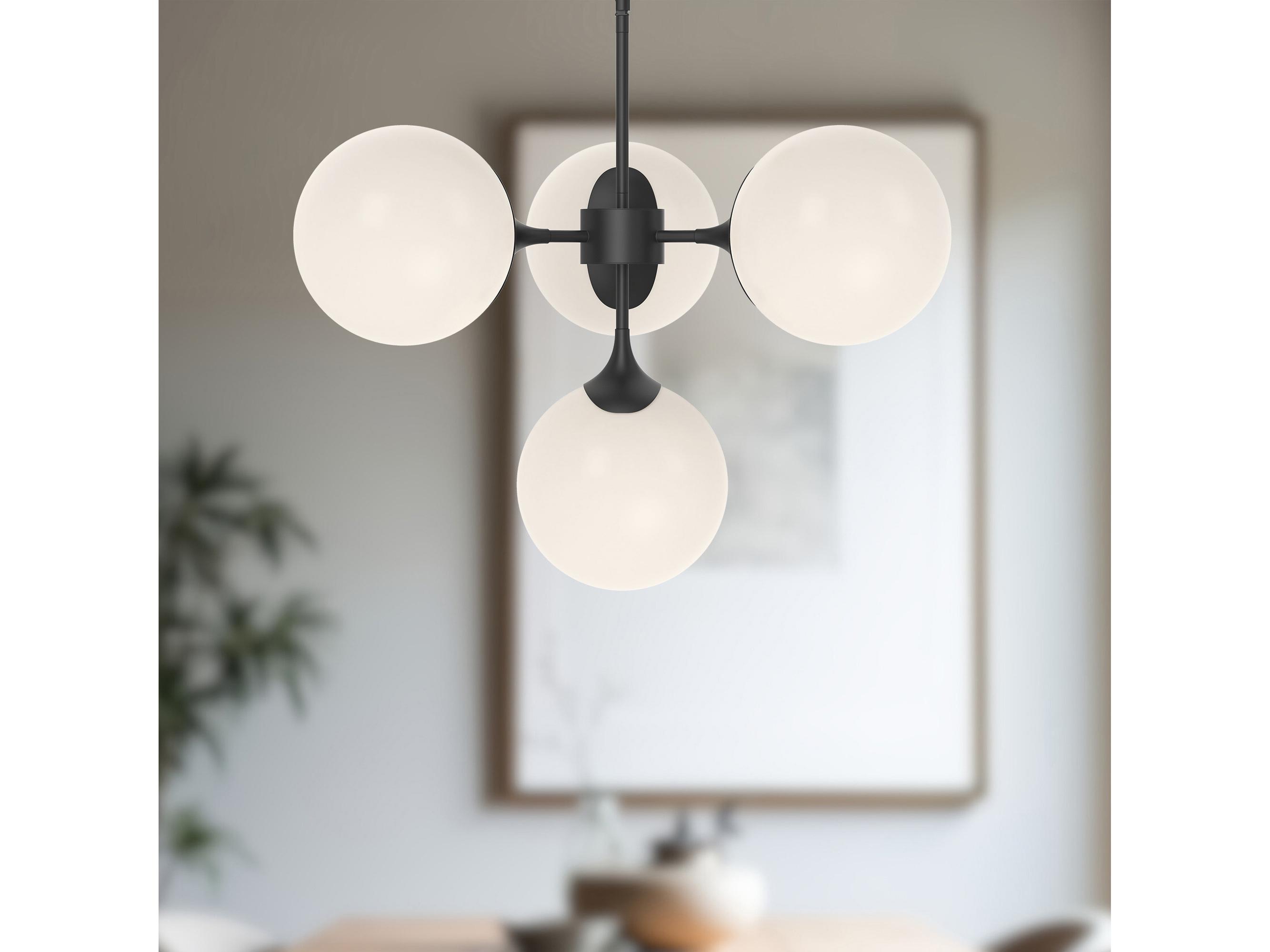 Alora Mood Nouveau 4-Light Matte Black Globe Chandelier