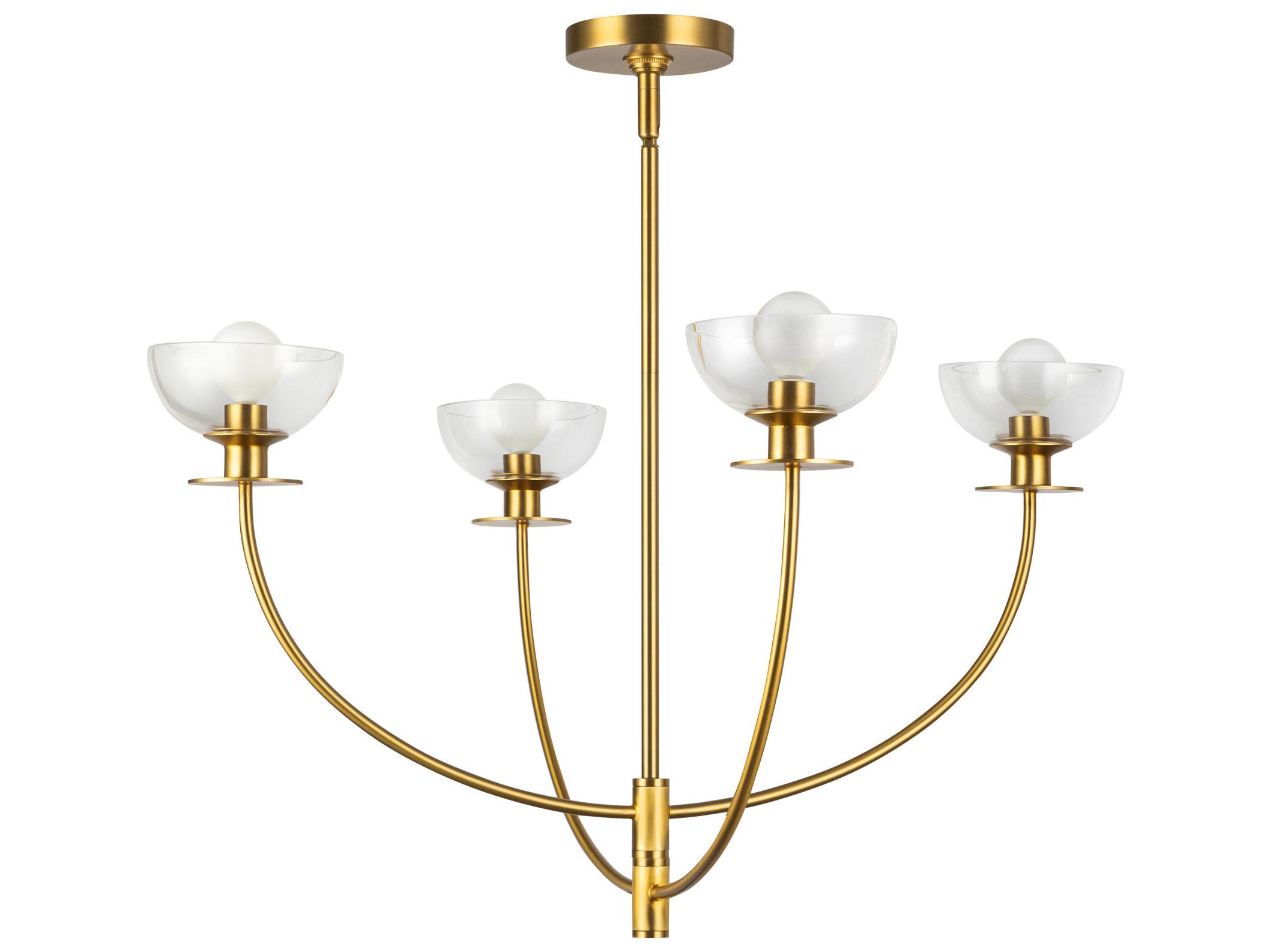 Alora Mood Sylvia 4-Light Brushed Gold Bowl Geometric Chandelier