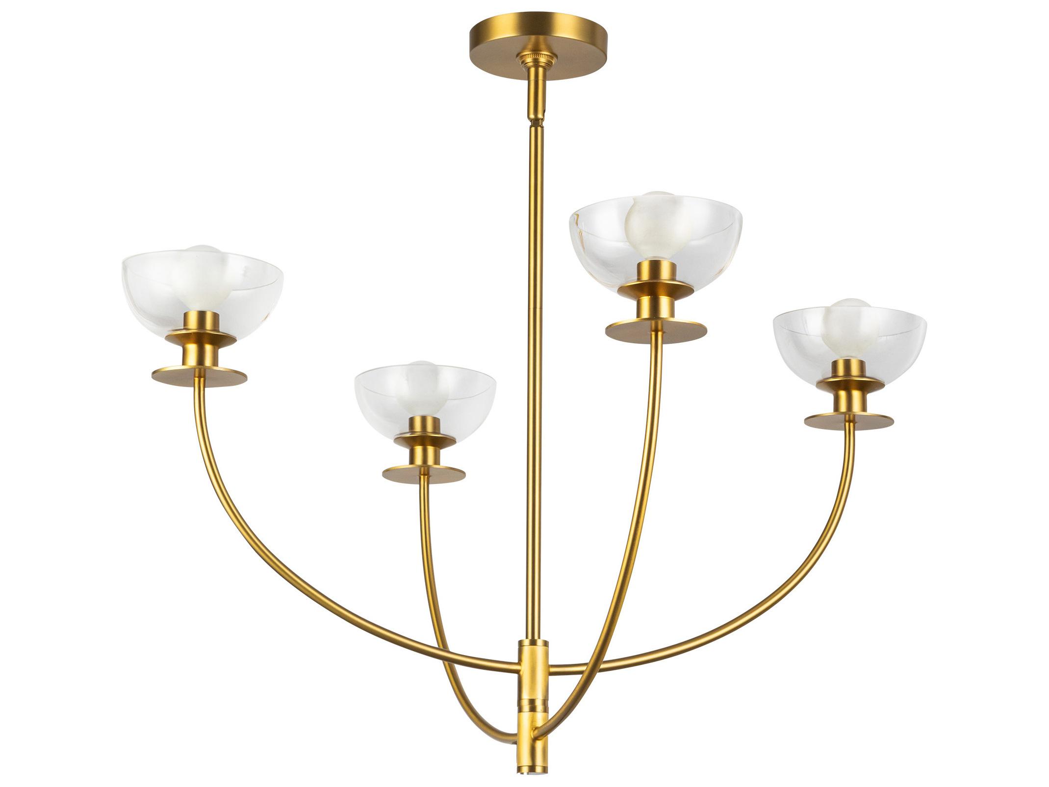 Alora Mood Sylvia 4-Light Brushed Gold Bowl Geometric Chandelier