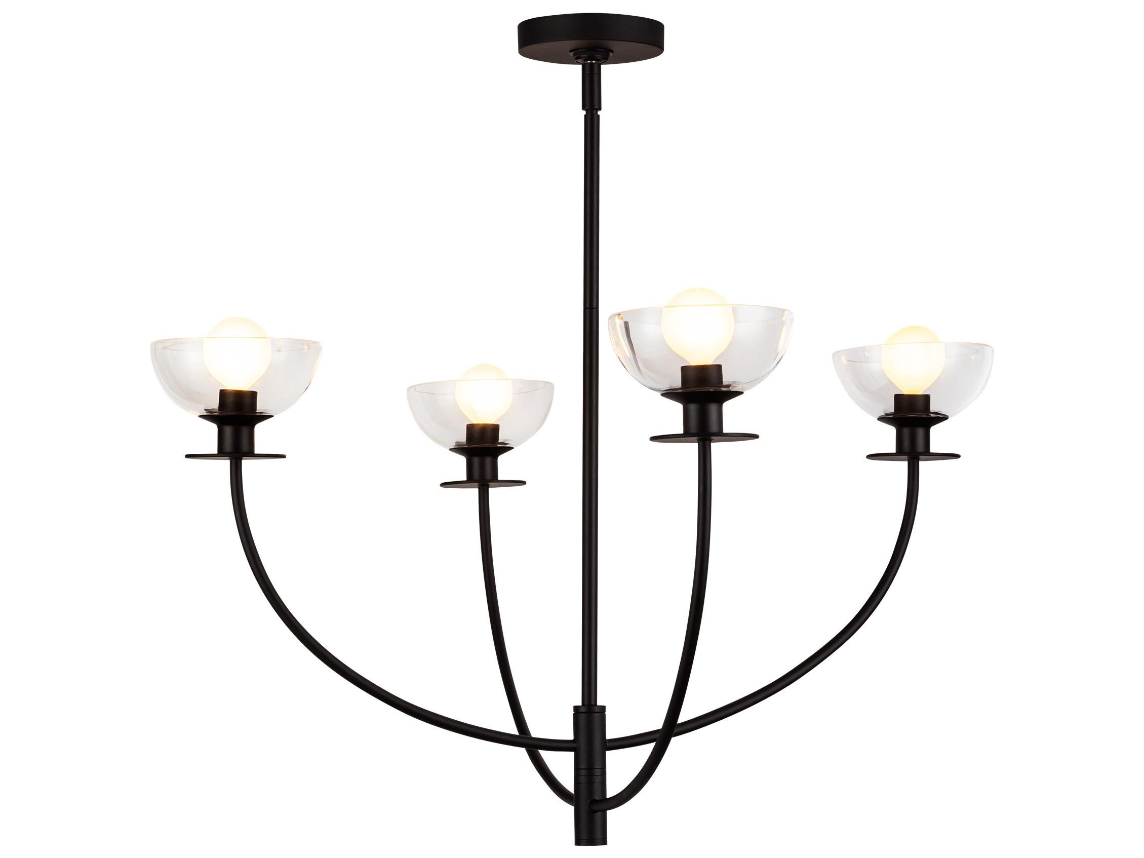 Alora Mood Sylvia 4-Light Matte Black Bowl Geometric Chandelier