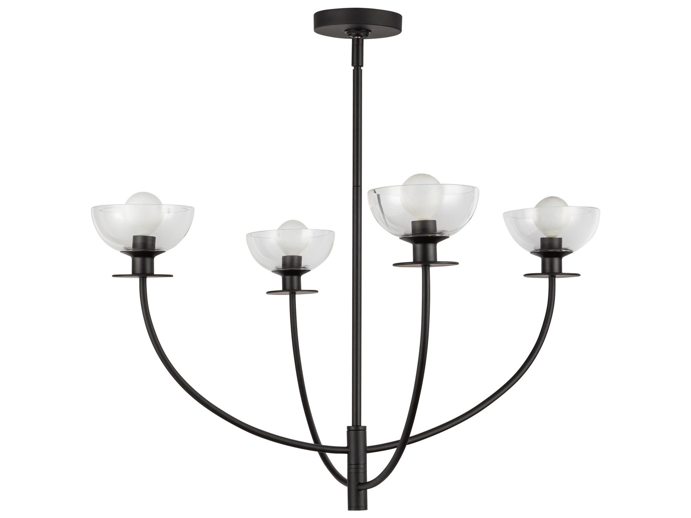 Alora Mood Sylvia 4-Light Matte Black Bowl Geometric Chandelier