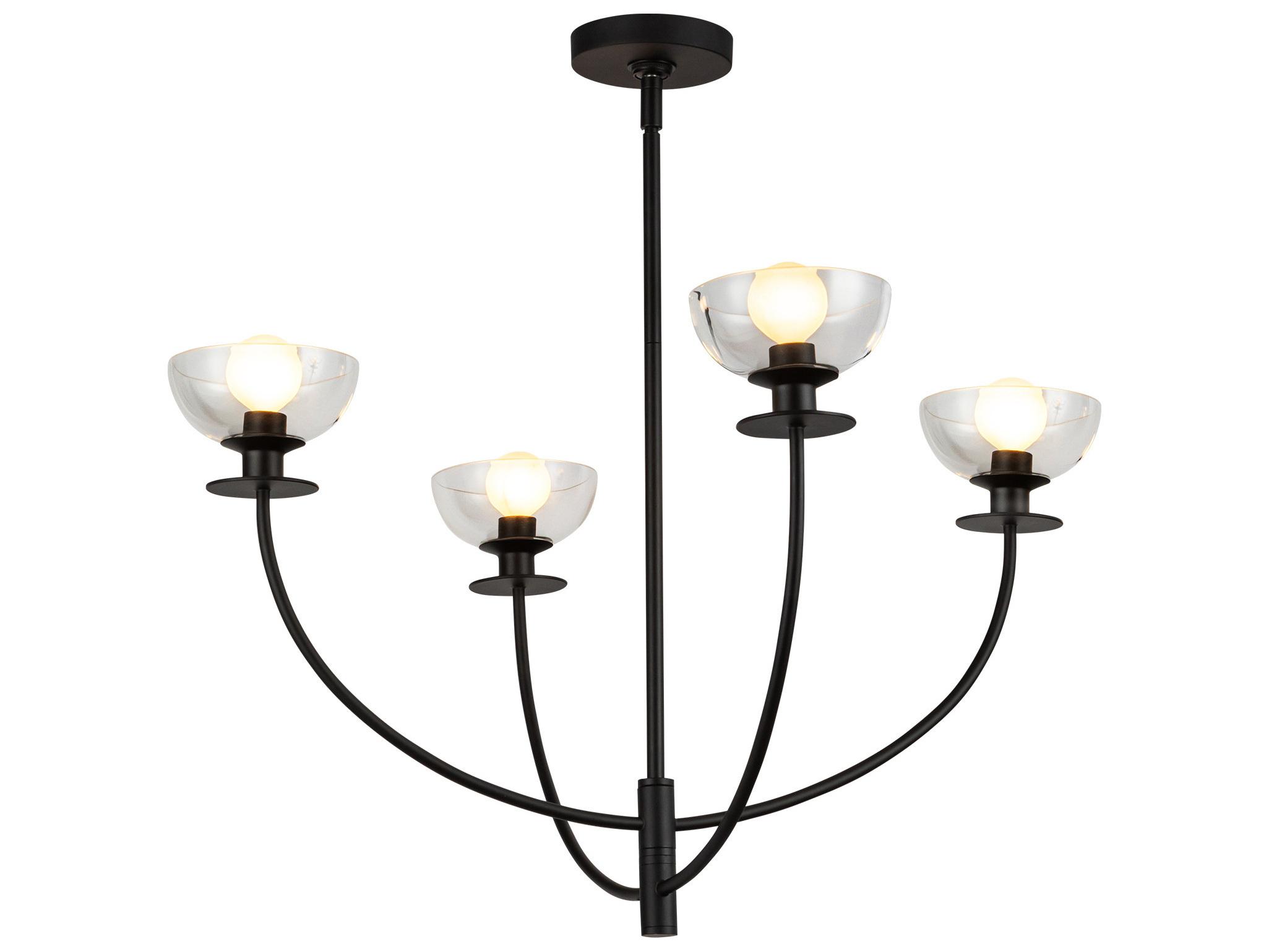 Alora Mood Sylvia 4-Light Matte Black Bowl Geometric Chandelier