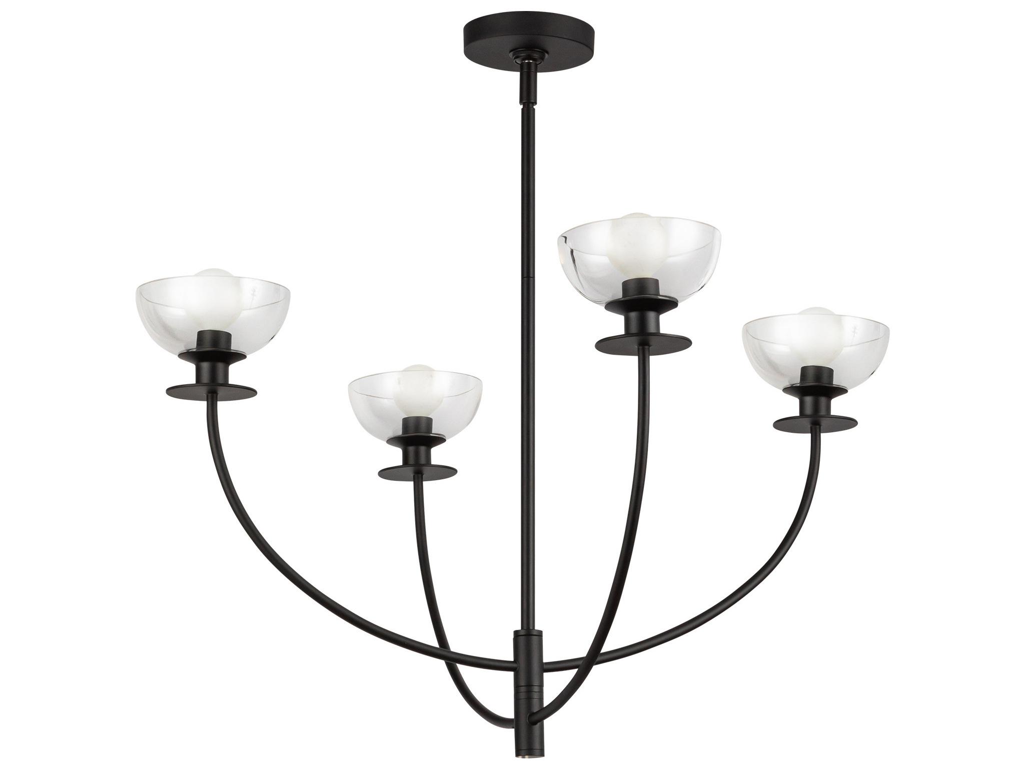 Alora Mood Sylvia 4-Light Matte Black Bowl Geometric Chandelier