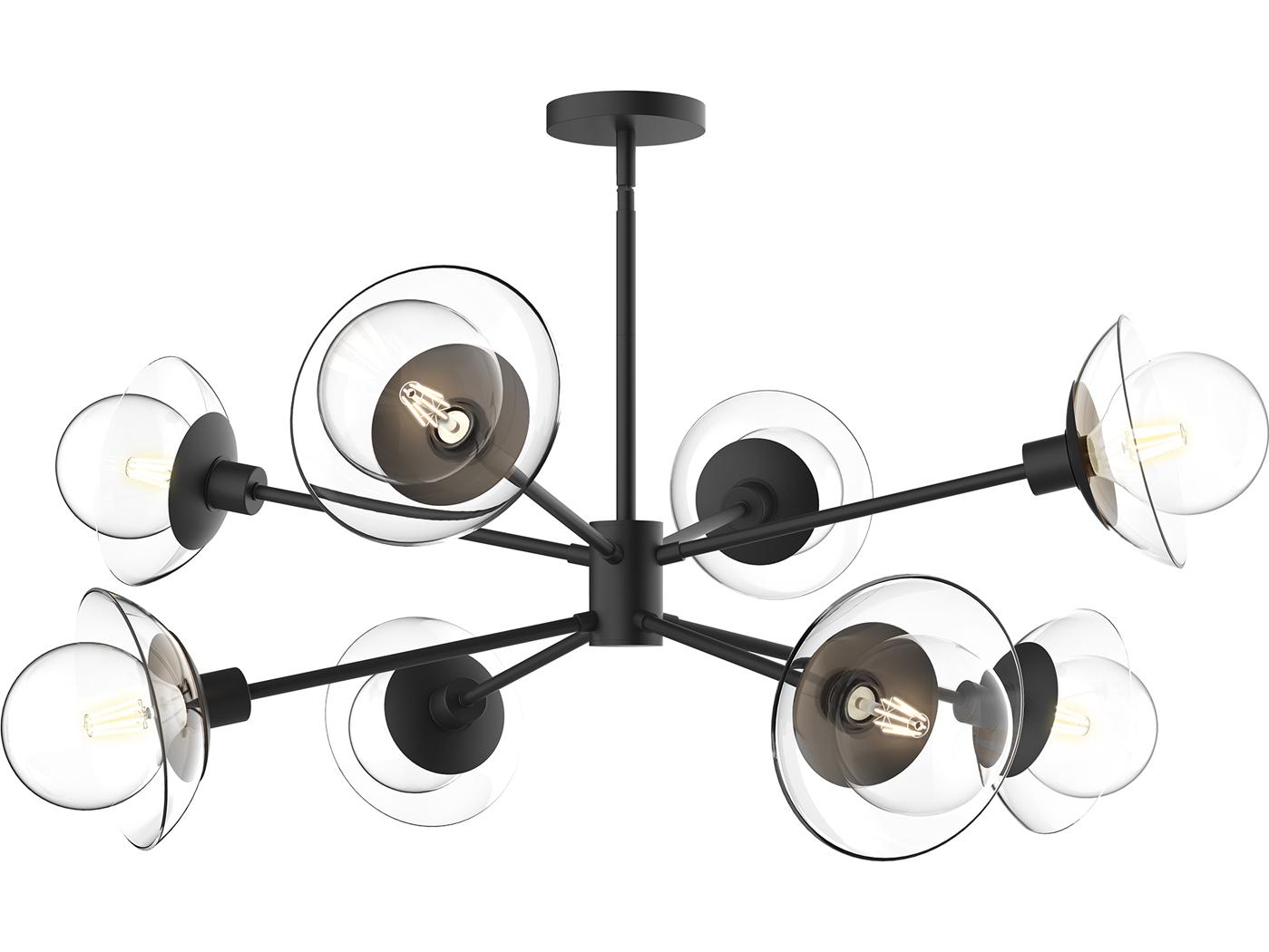 Alora Mood Francesca 8-Light Matte Black Geometric Sputnik Chandelier